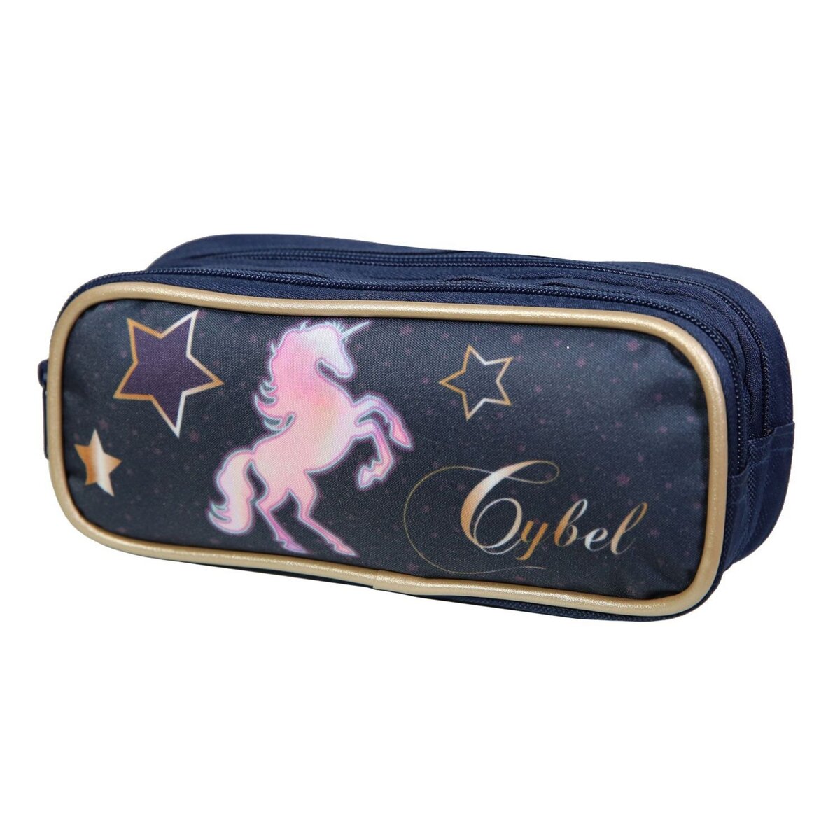 Bagtrotter Trousse scolaire 2 compartiments Cybel Cheval Licorne Bleue Bagtrotter