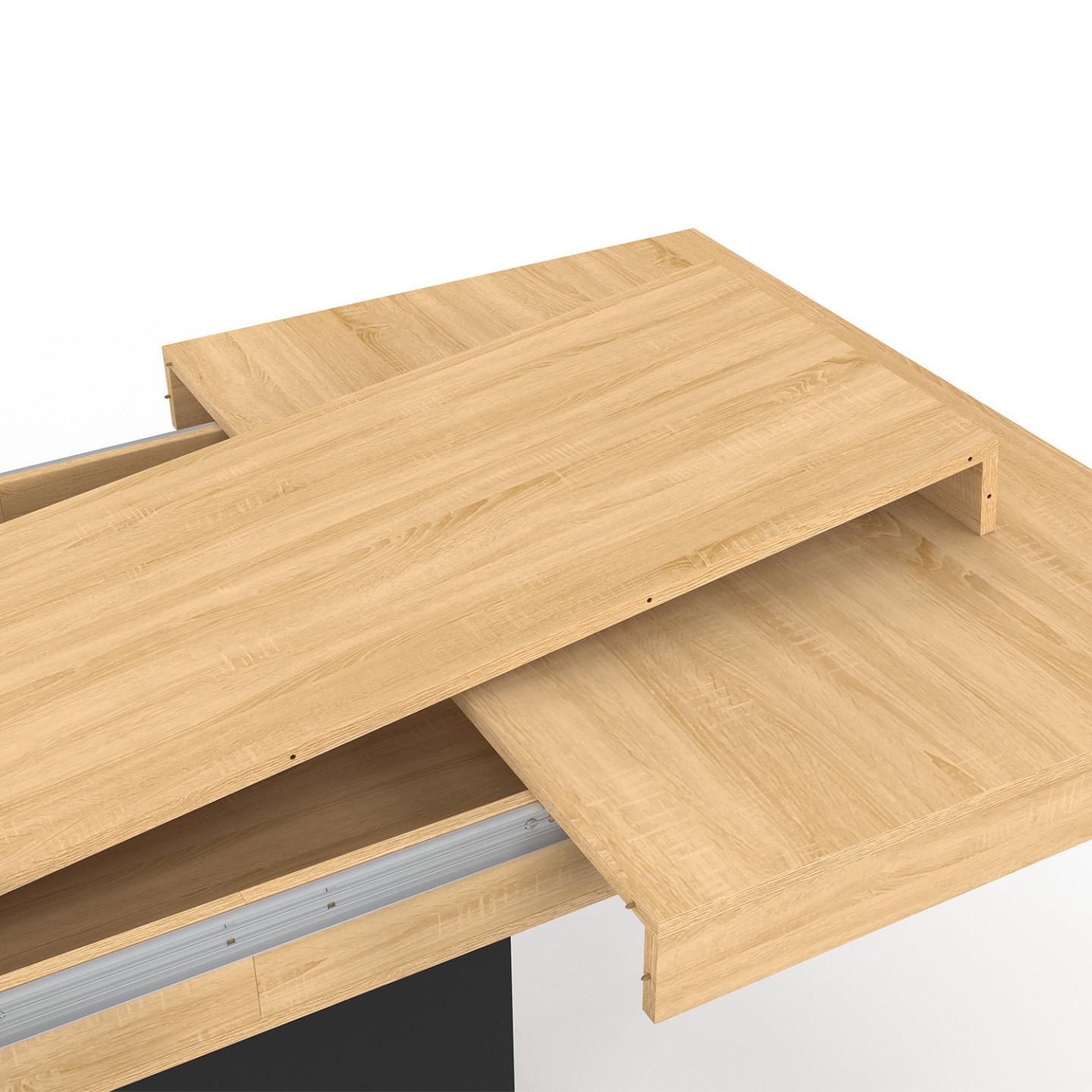 Voir la diapositive 6 : ID MARKET Table à manger extensible rectangle eden 4-6 personnes bois et noir 120-160 cm