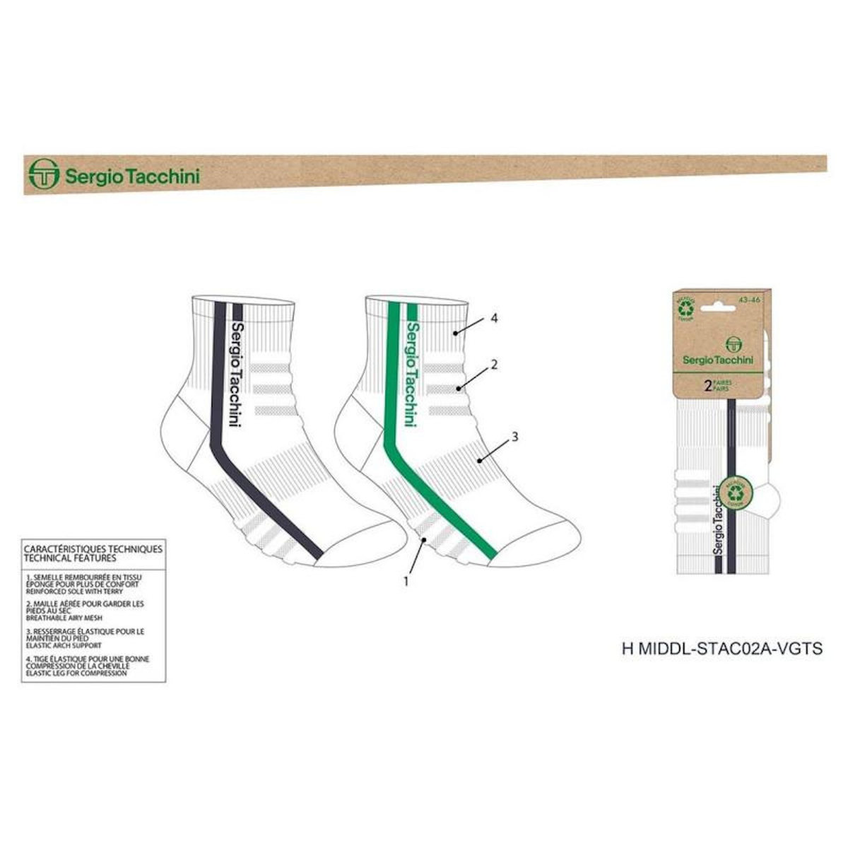 SERGIO TACCHINI Chaussettes QUARTER SERGIO TACCHINI Lot de 4 Paires