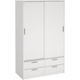 Voir la diapositive 1 : MARKET24 Armoire - Blanc mat - 2 portes coulissantes - 4 tiroirs - L121,2 x P60,25 x H200 cm - ONTARIO