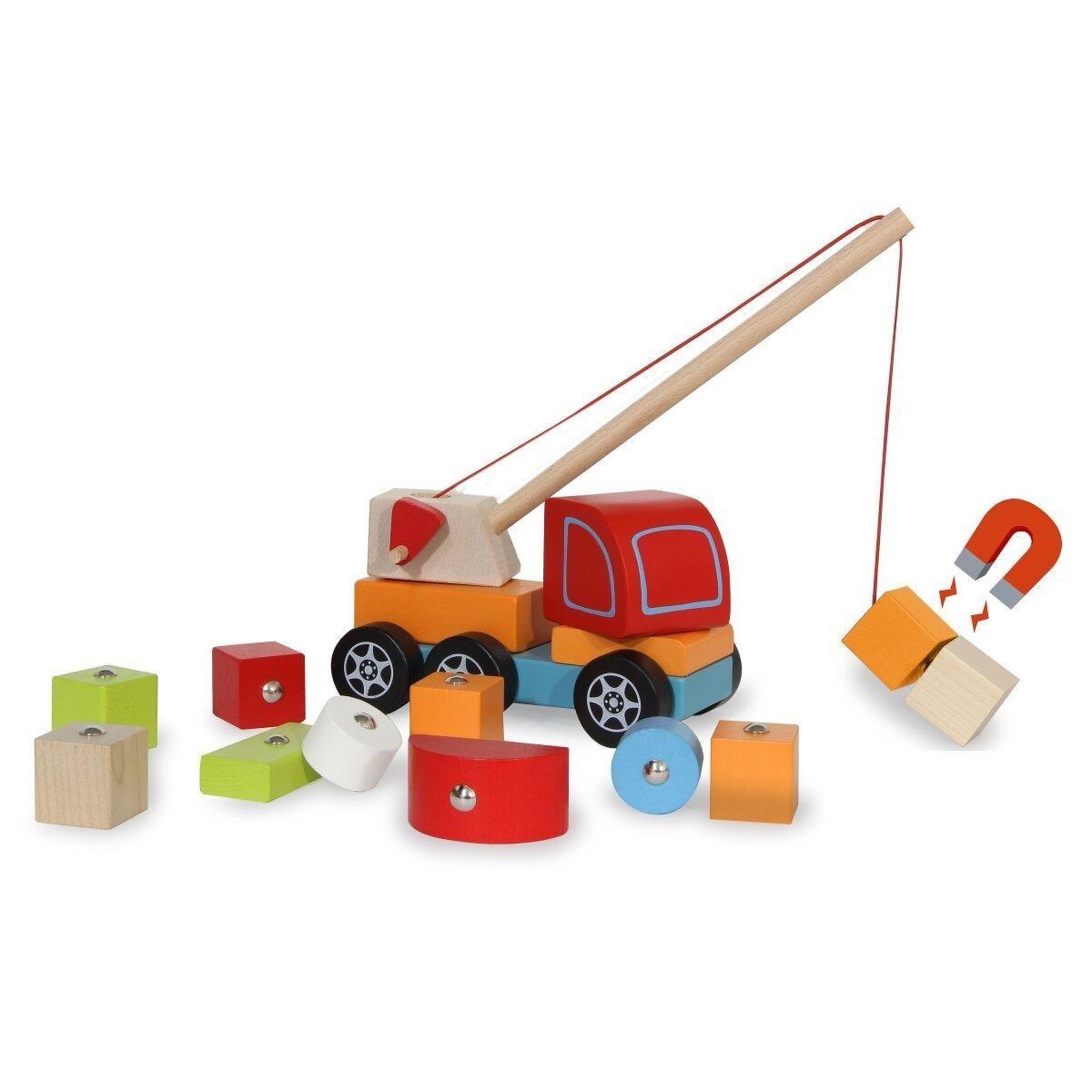 Jamara Jouet en bois kidiwood d'encastrements grue mobile 14parties