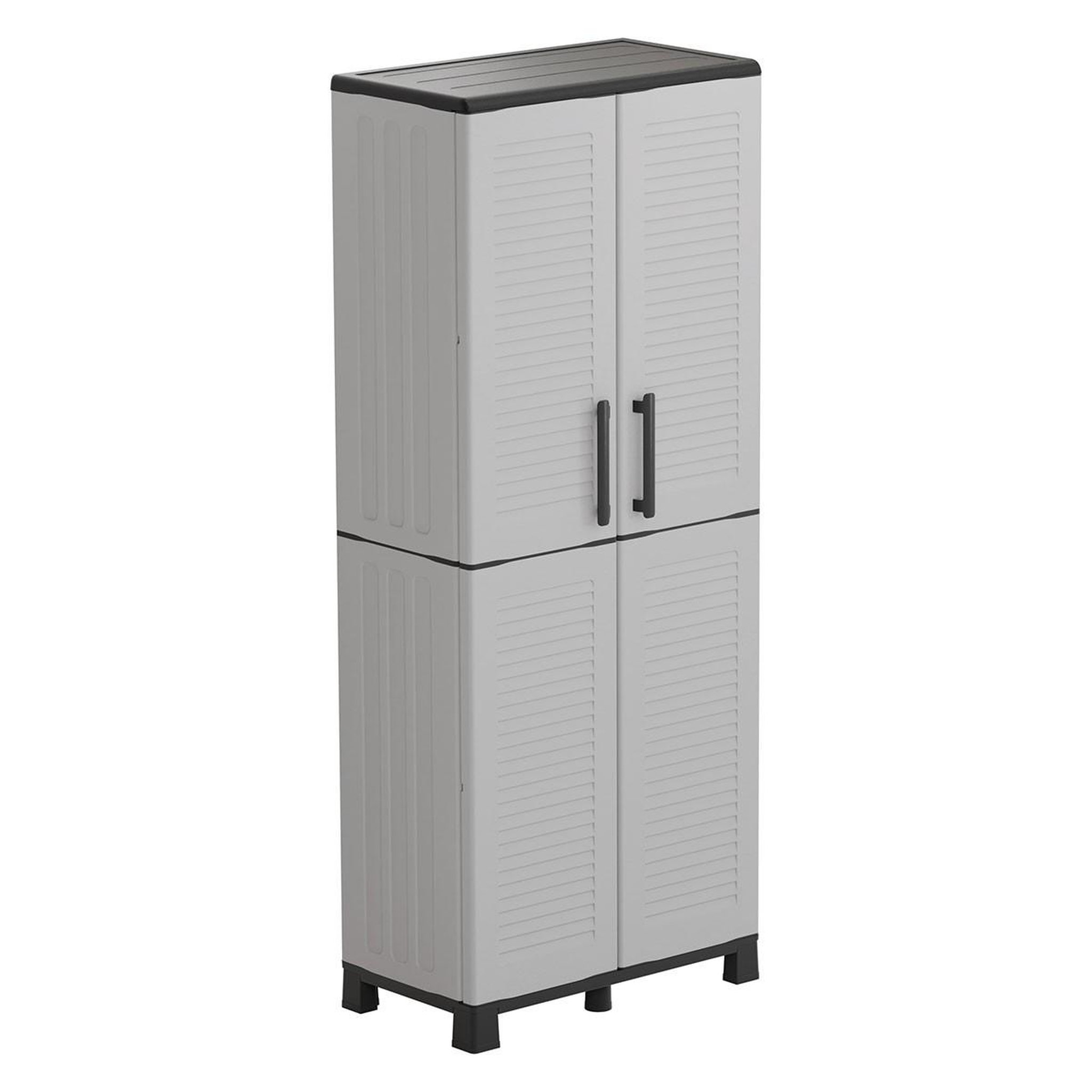 Voir la diapositive 4 : ART PLAST Armoire de rangement 2 portes 4 Etagères 68 x 37 x H169 cm 4 pieds Grise Artplast