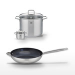 ELO Lot Poêle 32cm Elo Profi Therm Platinum et 2 Faitouts Elo Citrin