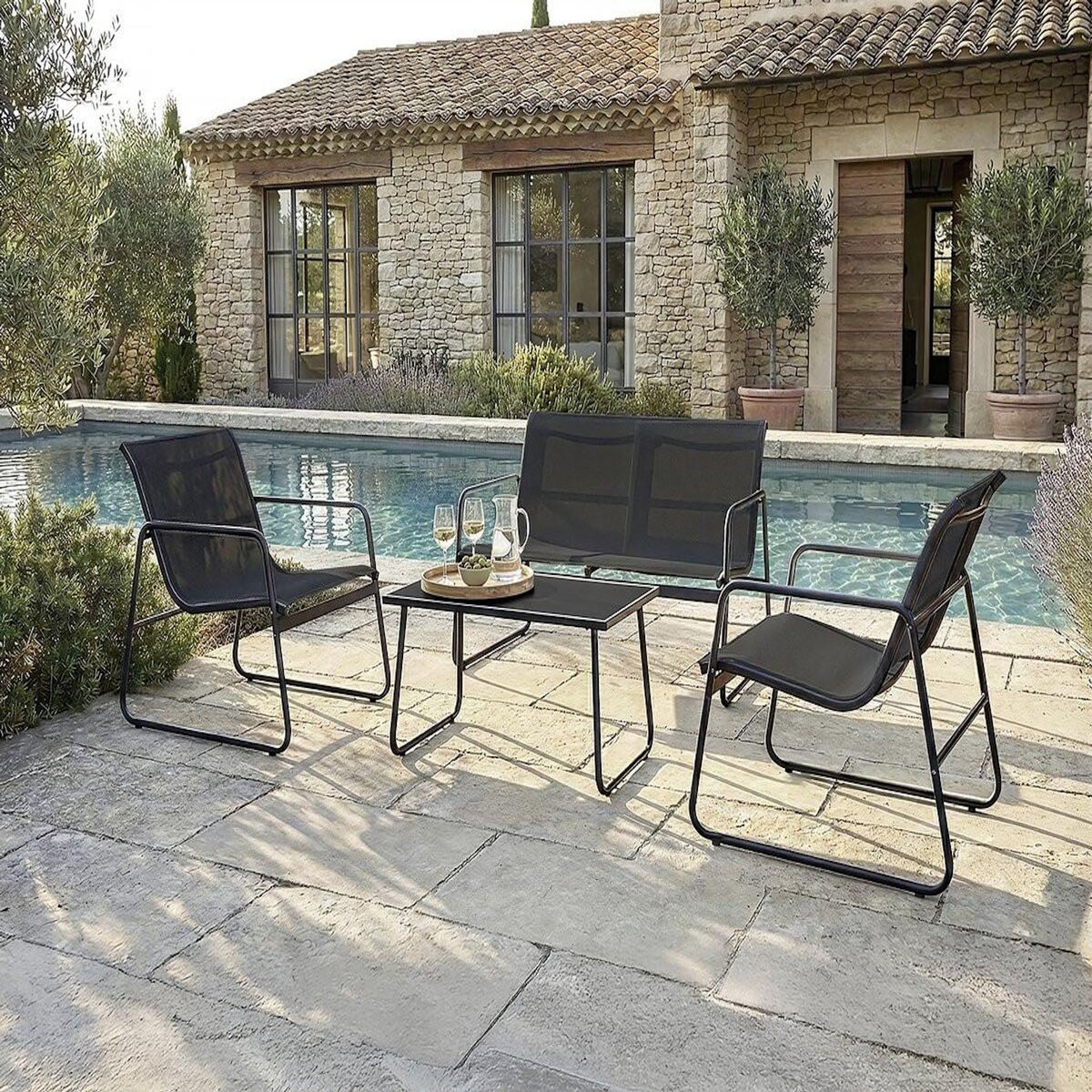 Habitat et Jardin Salon de jardin en métal  Fortaleza  - 4 places - Noir