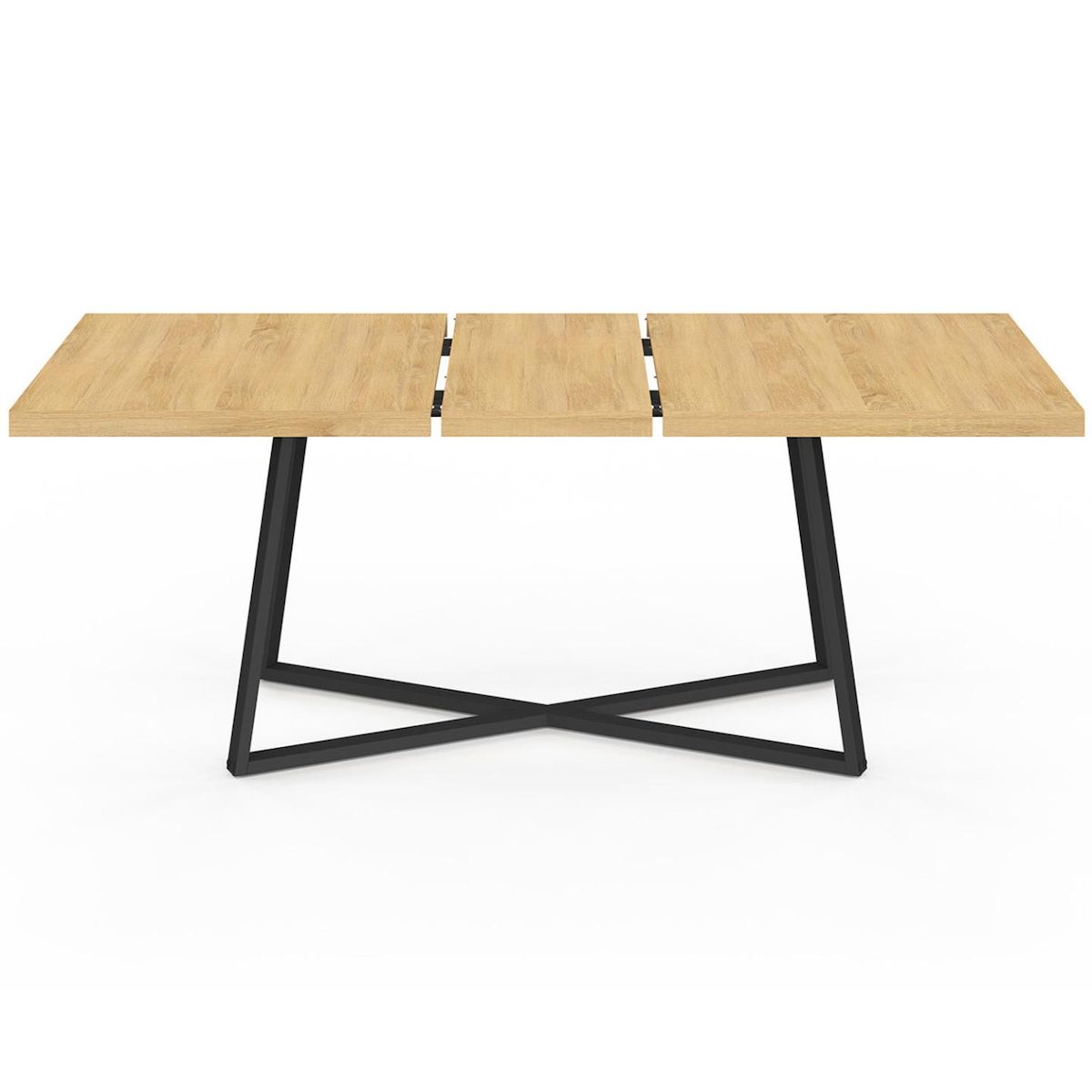 ID MARKET Table à manger extensible rectangle SELMA 6-10 personnes bois et noir 160-200 cm