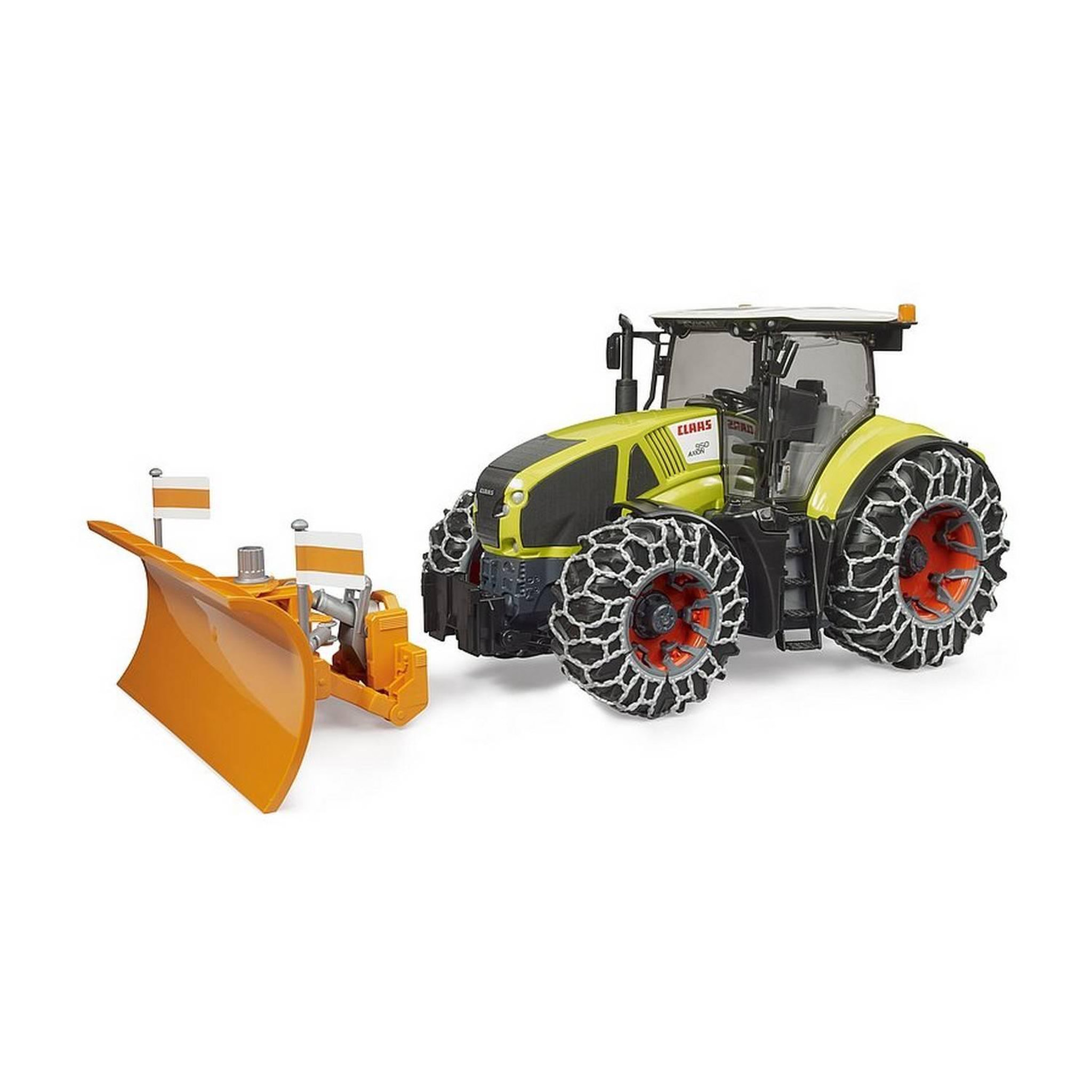 Voir la diapositive 4 : Bruder Tracteur Claas Axion 950 avec chaînes à neige et lame de niveleuse