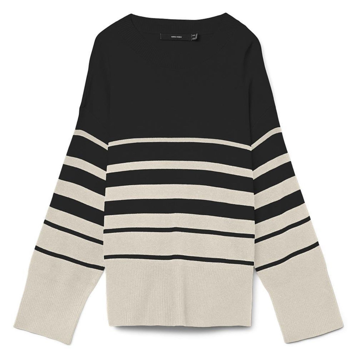 Vero Moda Pull Beige/Noir à rayures Femme Vero Moda Saba Stripe