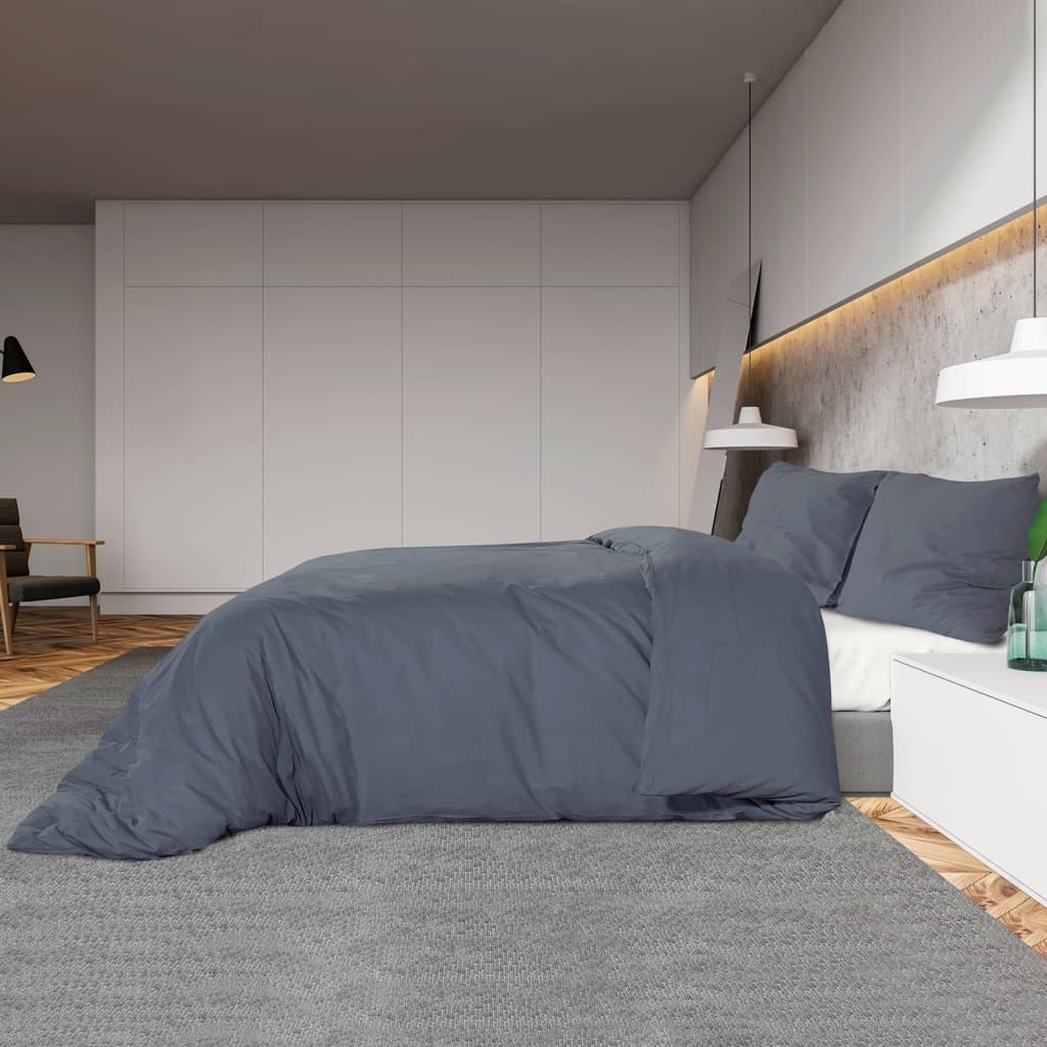 Voir la diapositive 4 : VIDAXL Ensemble de housse de couette Anthracite 200x220 cm Microfibre