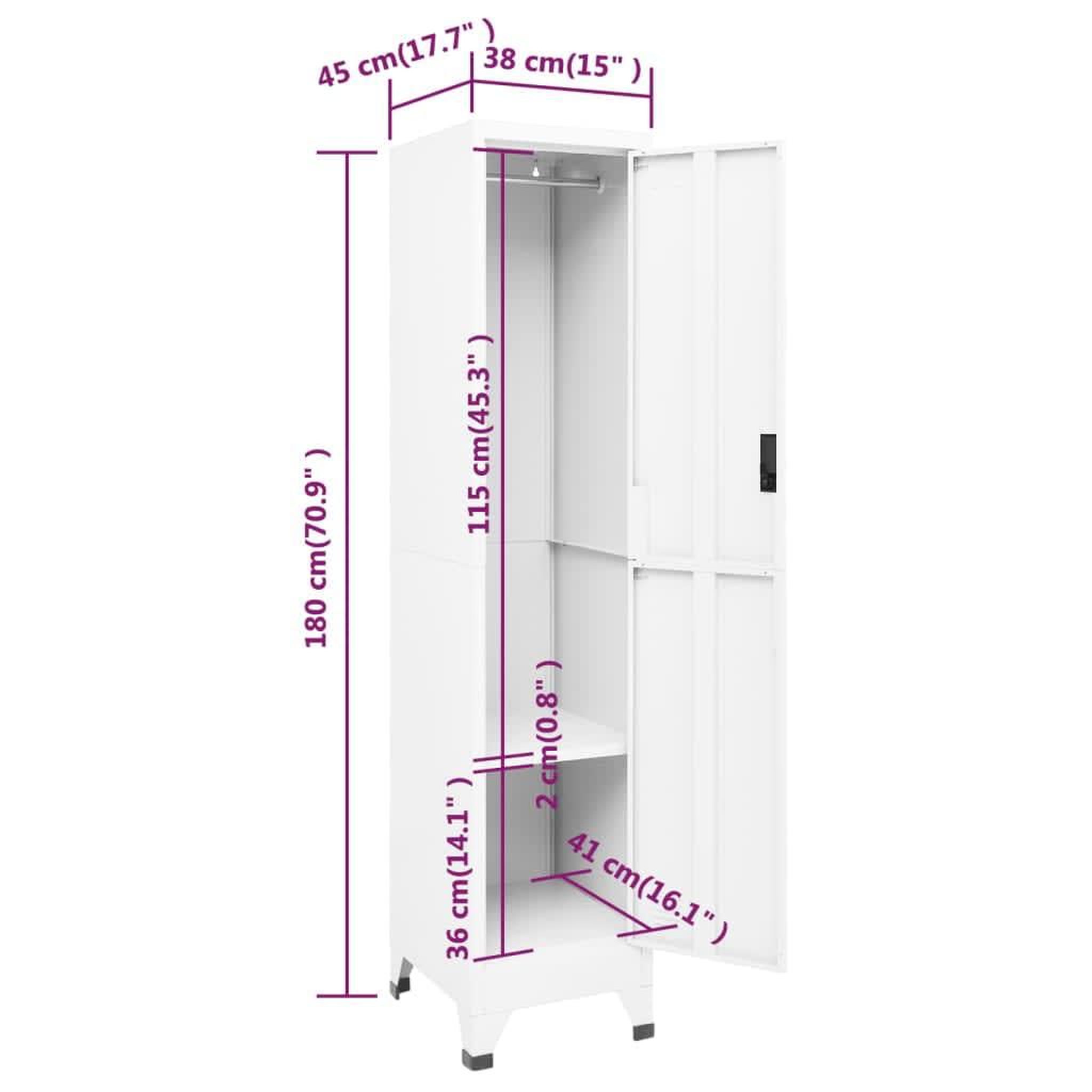 Voir la diapositive 6 : VIDAXL Armoire a casiers Blanc 38x45x180 cm Acier