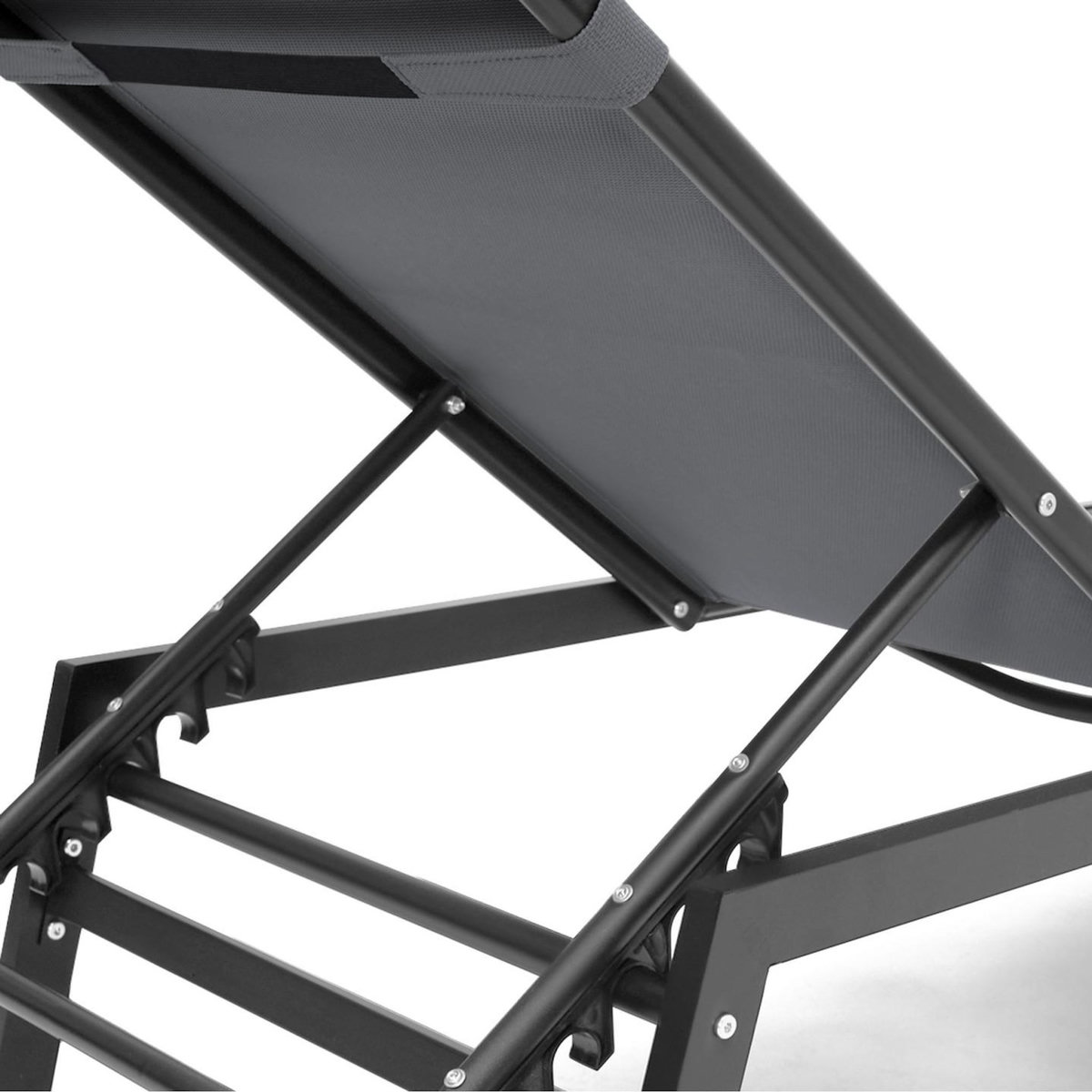 ID MARKET Lot de 2 transats de jardin inclinables en aluminium SINTRA gris anthracite et noir