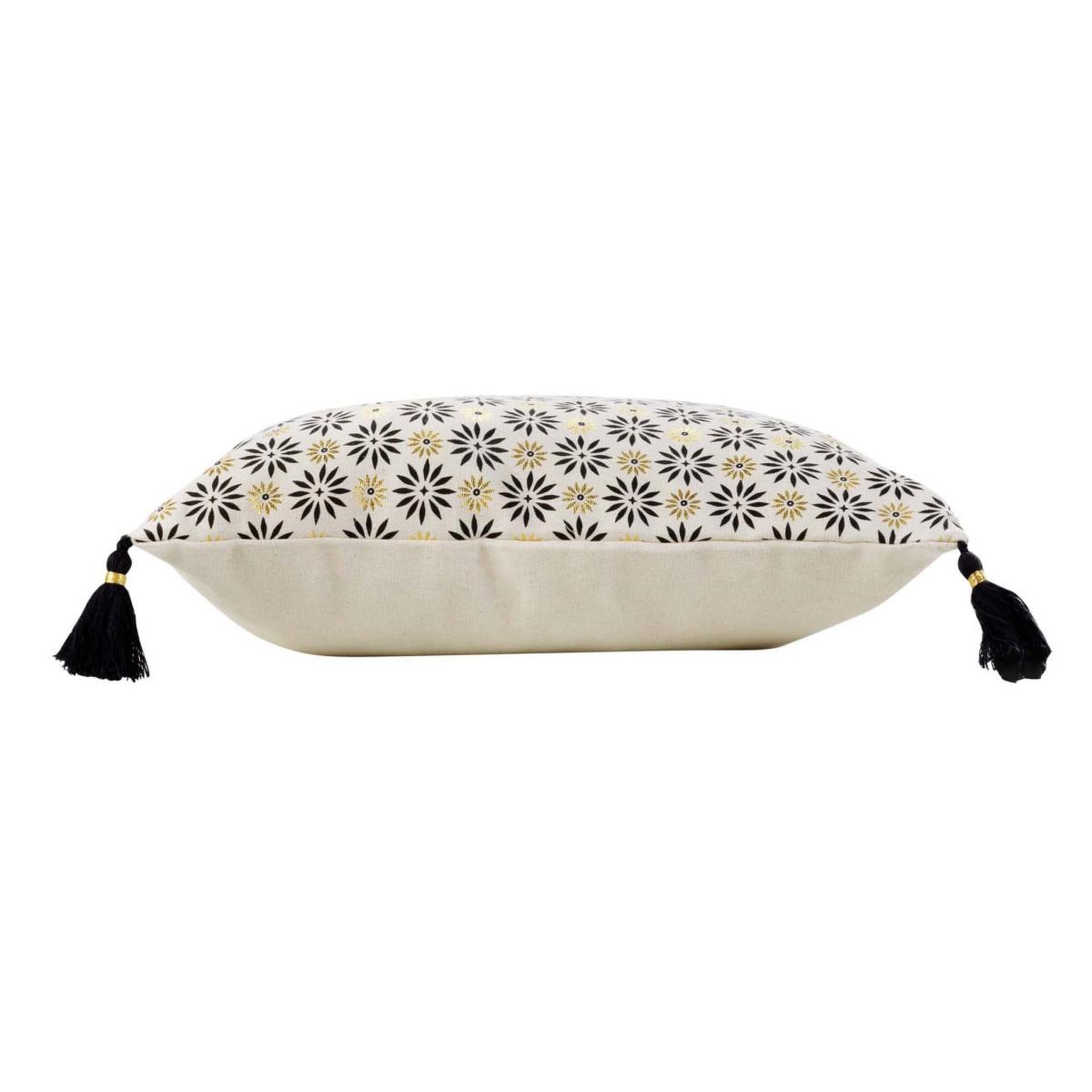 Voir la diapositive 2 : Douceur d'Intérieur Housse de coussin à pompons  floeor  40x40cm or