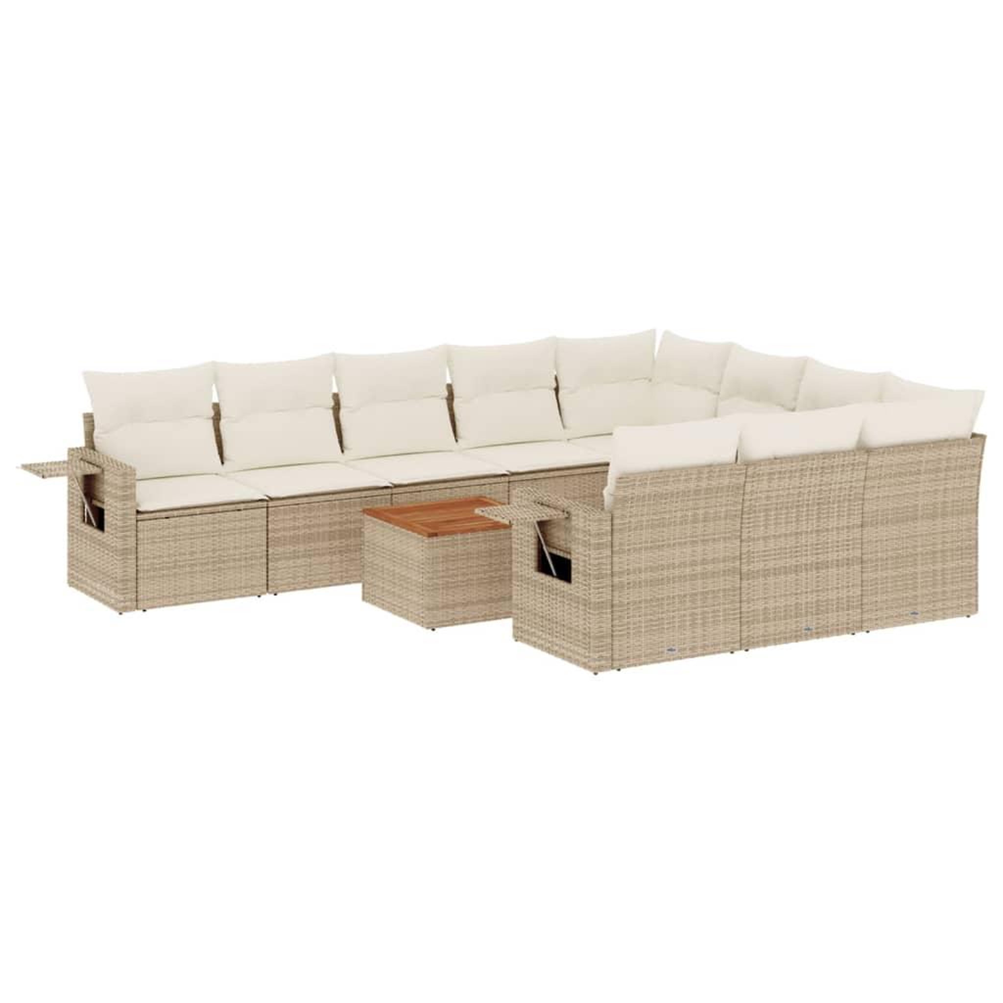 Voir la diapositive 2 : VIDAXL Salon de jardin 11 pcs avec coussins beige resine tressee
