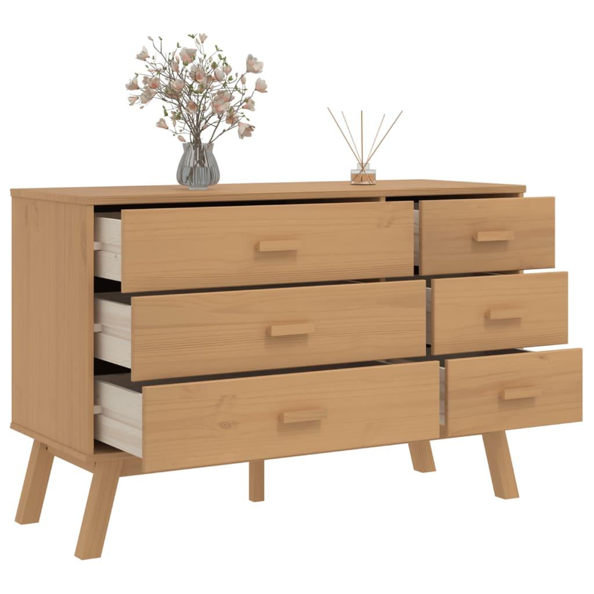 Voir la diapositive 5 : VIDAXL Armoire a tiroirs OLDEN marron bois de pin solide