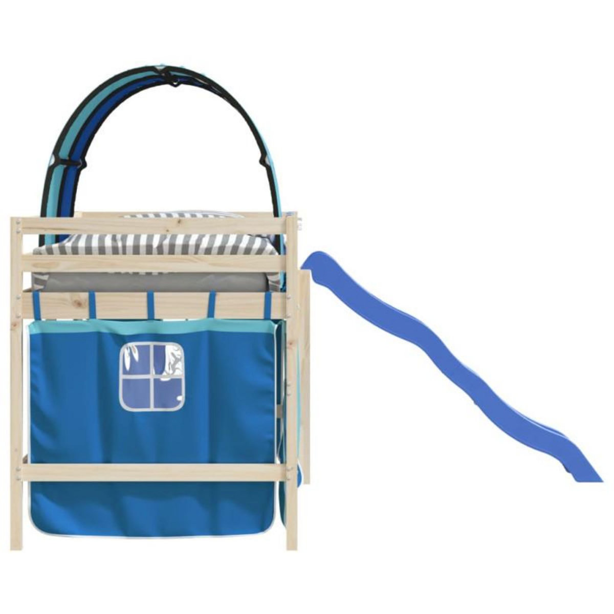 VIDAXL Rideaux pour lit mezzanine avec tunnel bleu polyester