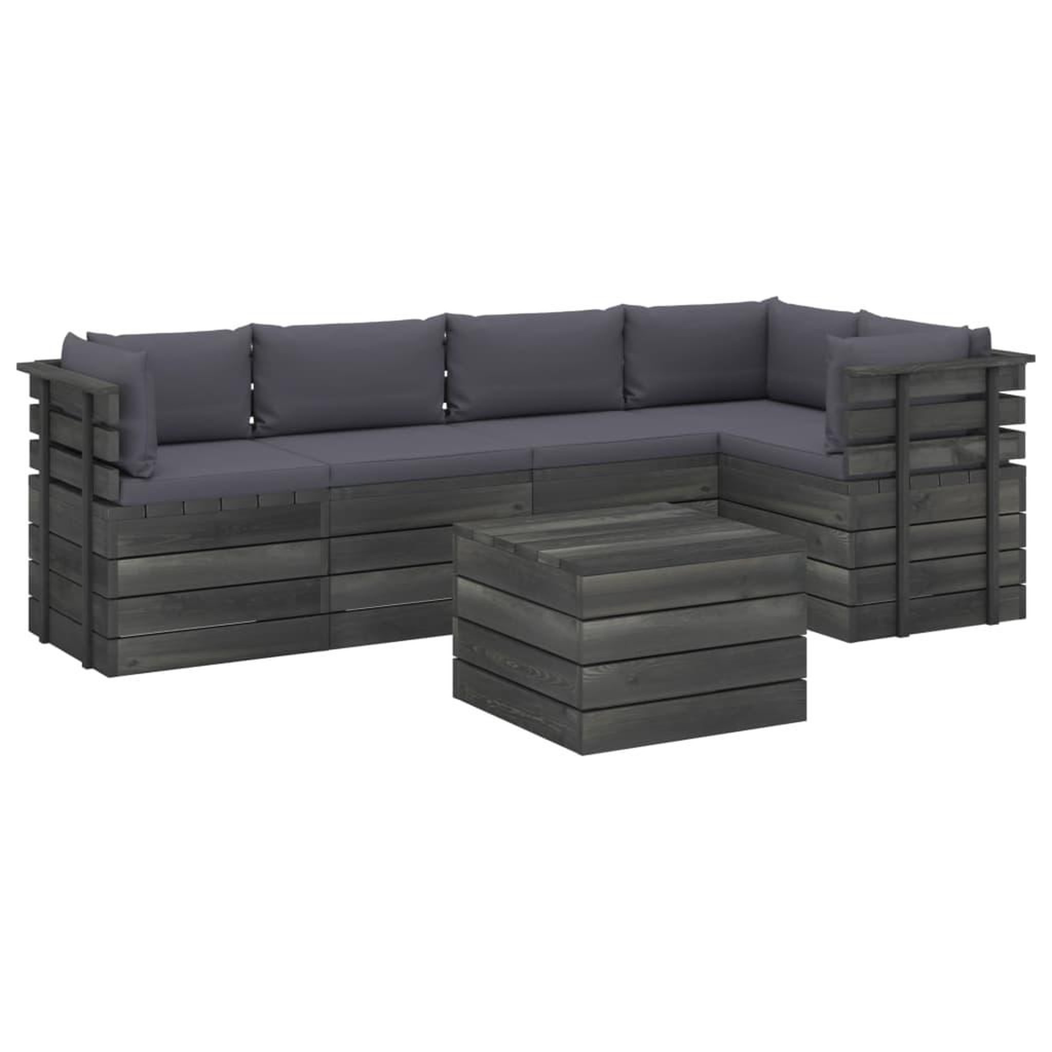 Voir la diapositive 2 : VIDAXL Salon palette de jardin 6 pcs avec coussins Bois de pin massif