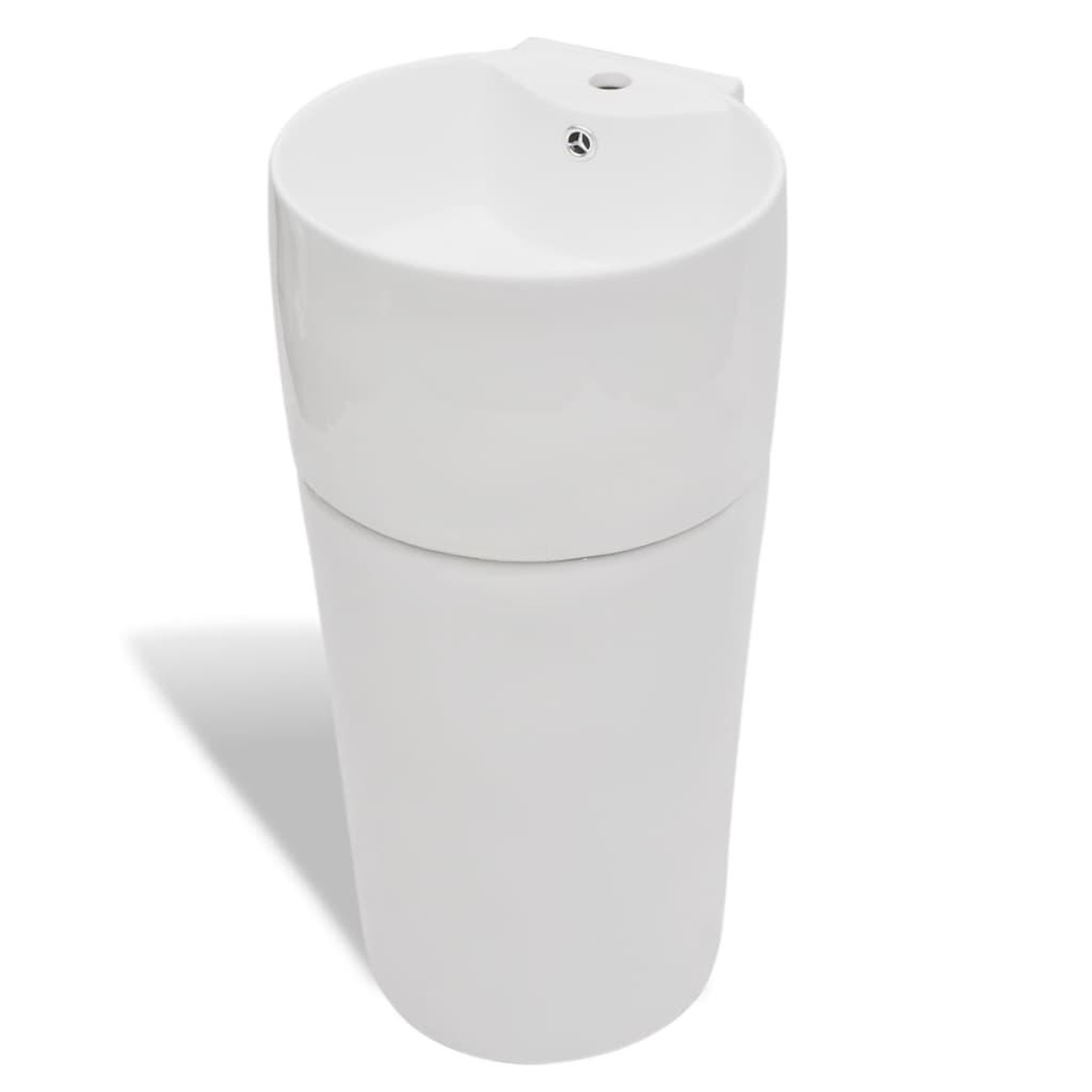 Voir la diapositive 3 : VIDAXL Vasque a trou de trop-plein/robinet ceramique Blanc pour salle de bain