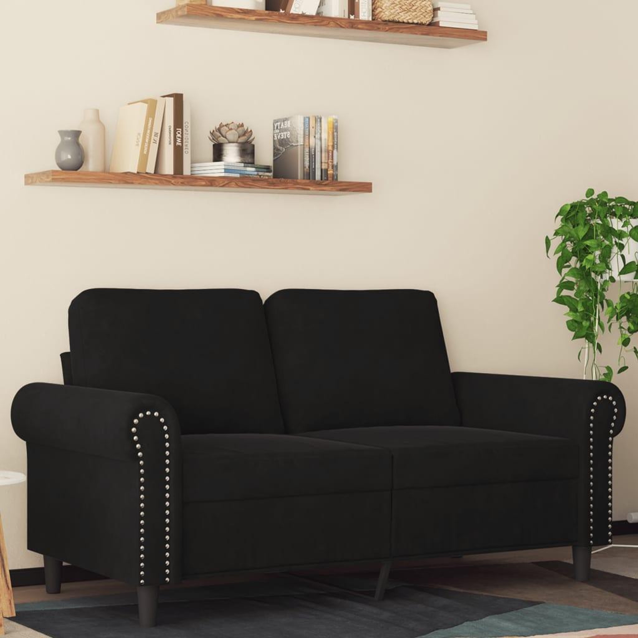 VIDAXL Canape a 2 places Noir 120 cm Velours