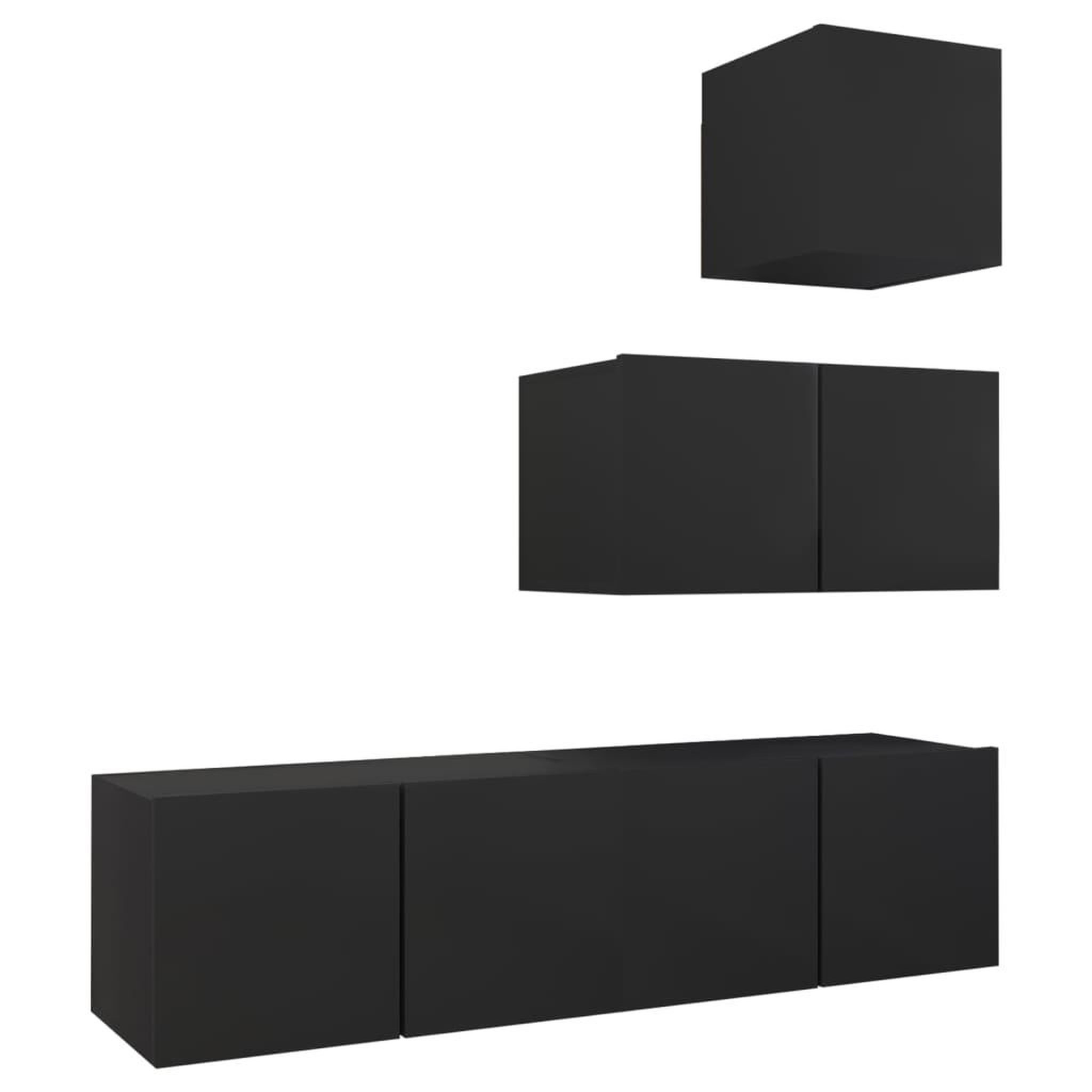 Voir la diapositive 2 : VIDAXL Ensemble de meubles TV 4 pcs Noir Bois d'ingenierie