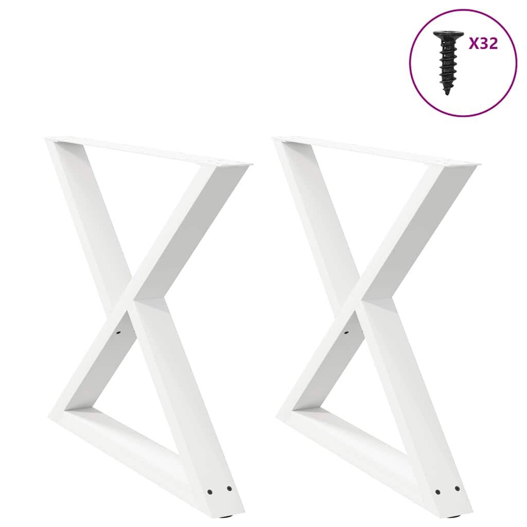 VIDAXL Pieds de table a manger 2 pcs blanc 90x(72-73,3) cm acier