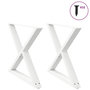 Voir la diapositive 1 : VIDAXL Pieds de table a manger 2 pcs blanc 90x(72-73,3) cm acier