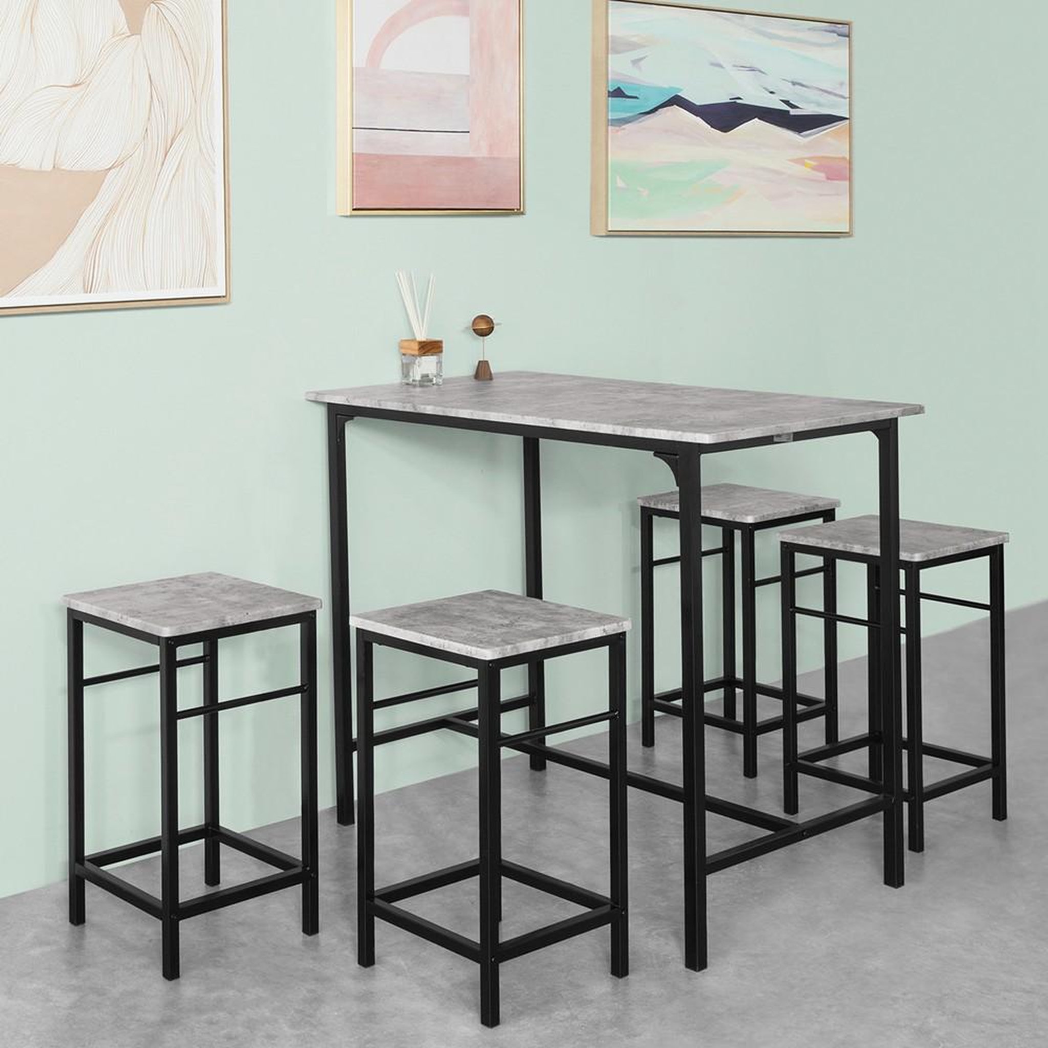 Voir la diapositive 4 : SOBUY SoBuy - Ensemble Table Et 4 Tabourets - Industriel - OGT11