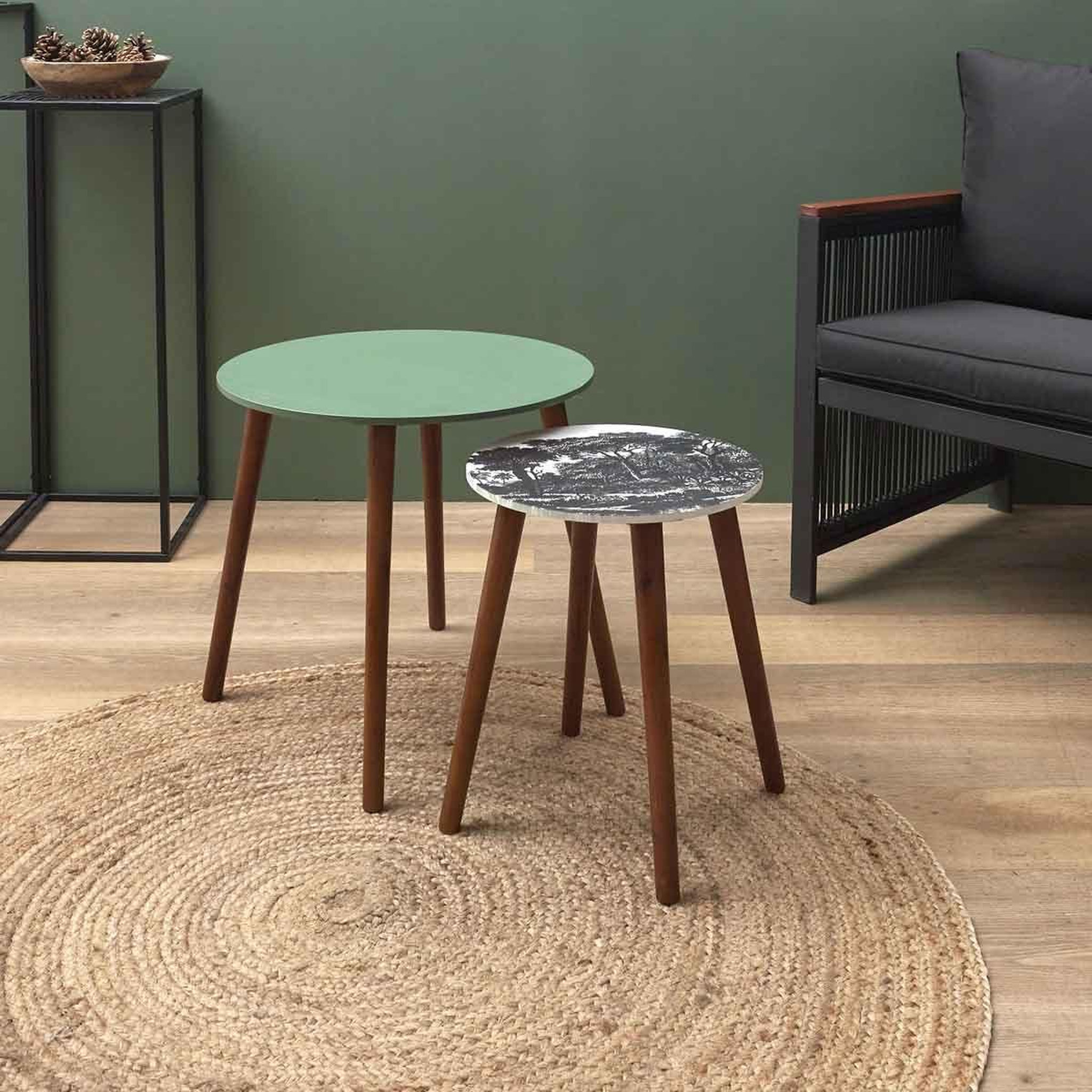 Voir la diapositive 6 : The Home Deco Factory Lot de 2 tables gigognes  admira  48cm vert & noir