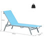 Voir la diapositive 3 : OUTSUNNY Bain de soleil transat - chaise longue - design contemporain - dossier inclinable multi-positions - métal époxy textilène bleu ciel - dim. 170 x 58 x 97 cm