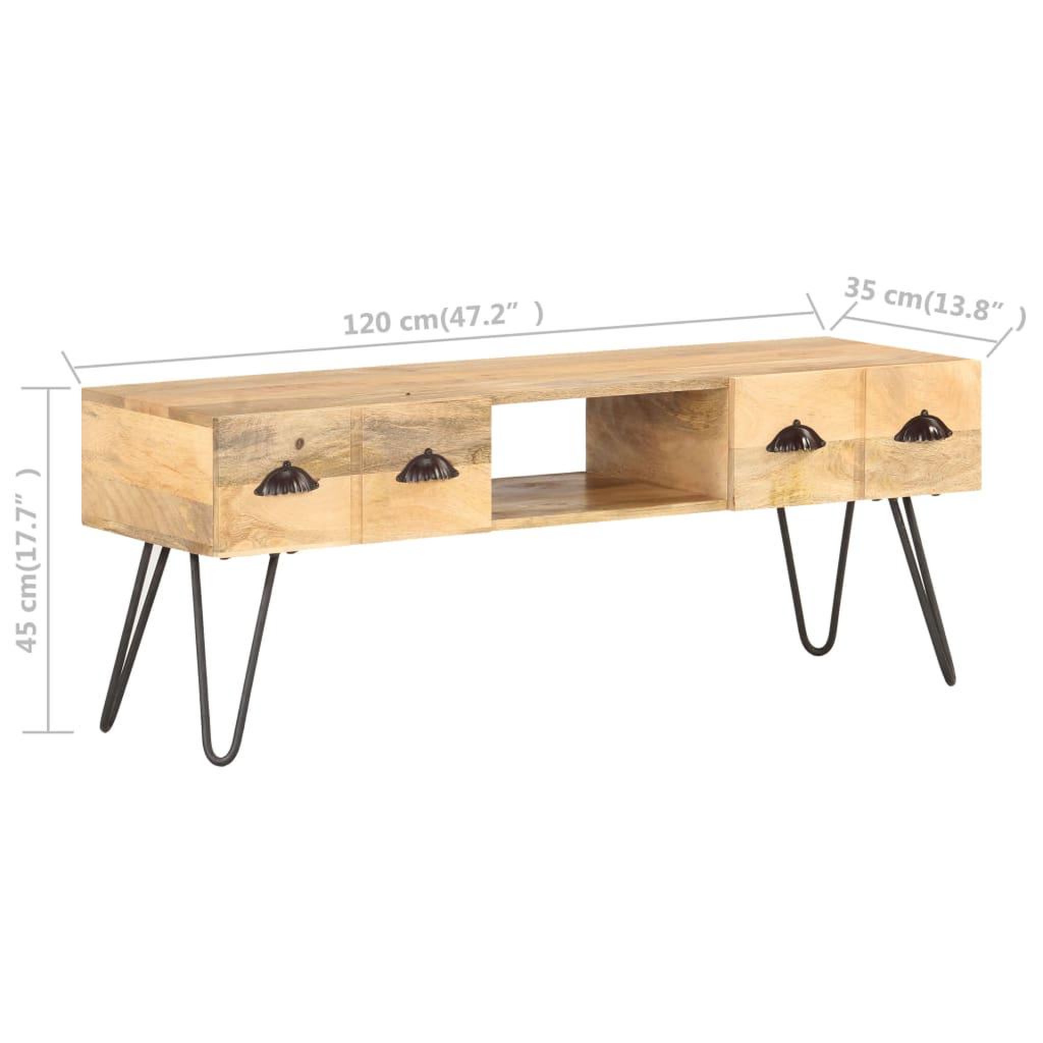 Voir la diapositive 5 : VIDAXL Meuble tv 120x35x45 cm bois solide de manguier