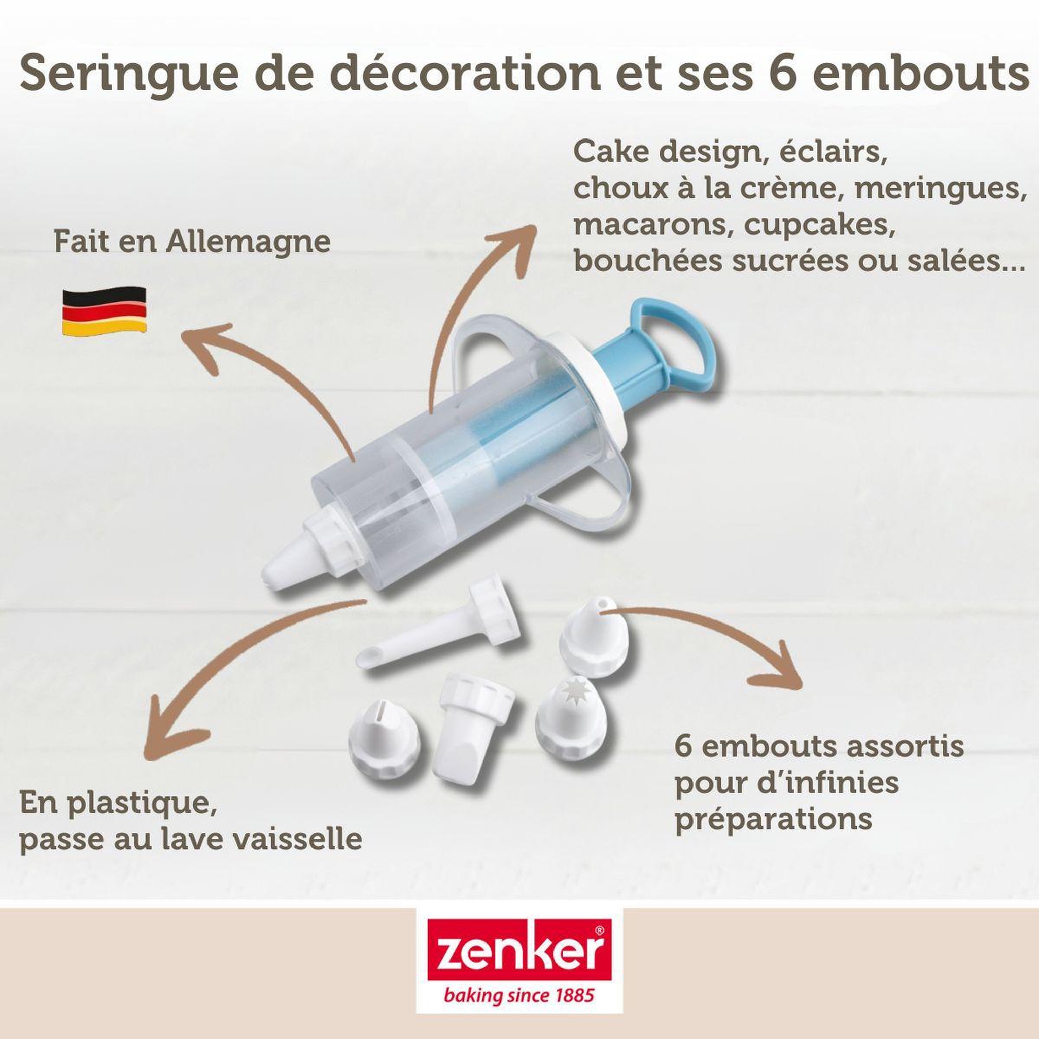 Voir la diapositive 5 : ZENKER Seringue de pâtisserie et 6 embouts Zenker Sweet Sensation