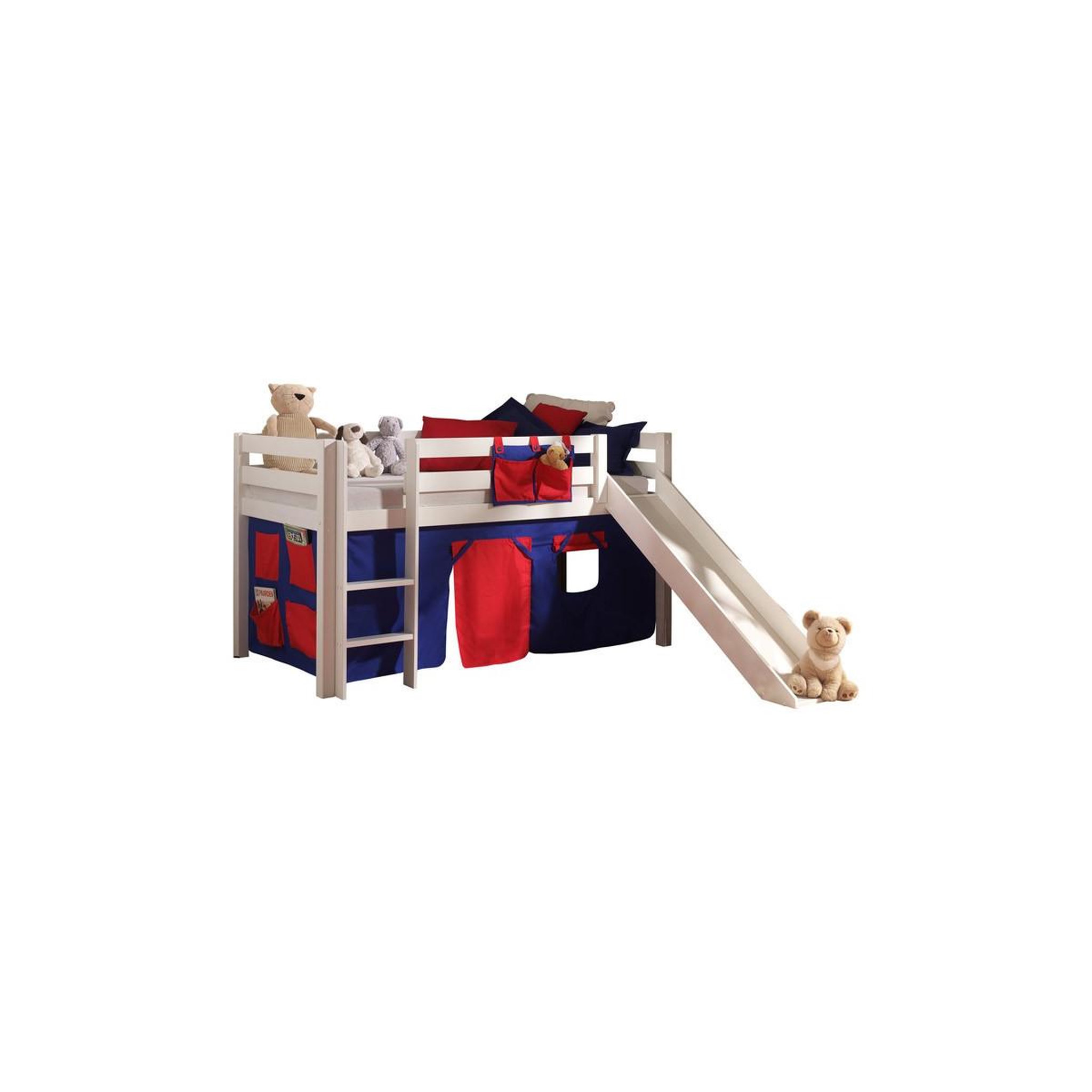 Paris Prix Lit enfant avec toboggan  pino rouge  90x200cm blanc