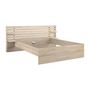 Voir la diapositive 4 : PARISOT Lit adulte ESCALE 160x200 cm - Décor chene du Japon - 2 tiroirs + Tete de lit - L222,8 x H98,2 x P216,8 cm - Fabriqué en Franc