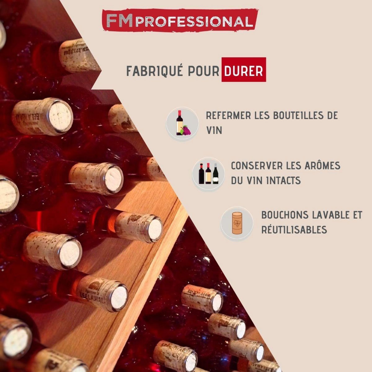 FM PROFESSIONAL Lot de 4 bouchons à vin FM Professional Boissons