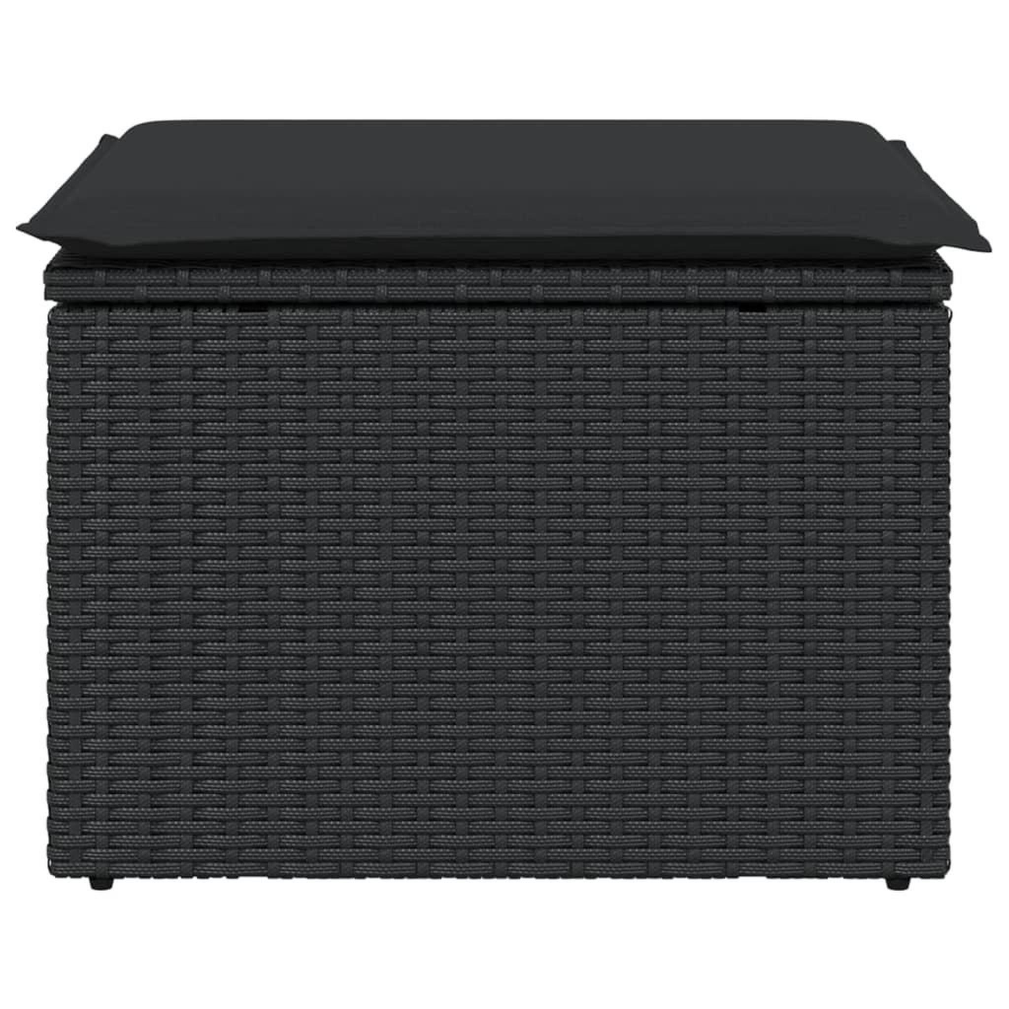Voir la diapositive 4 : VIDAXL Tabouret de jardin avec coussin noir 55x55x37 cm resine tressee