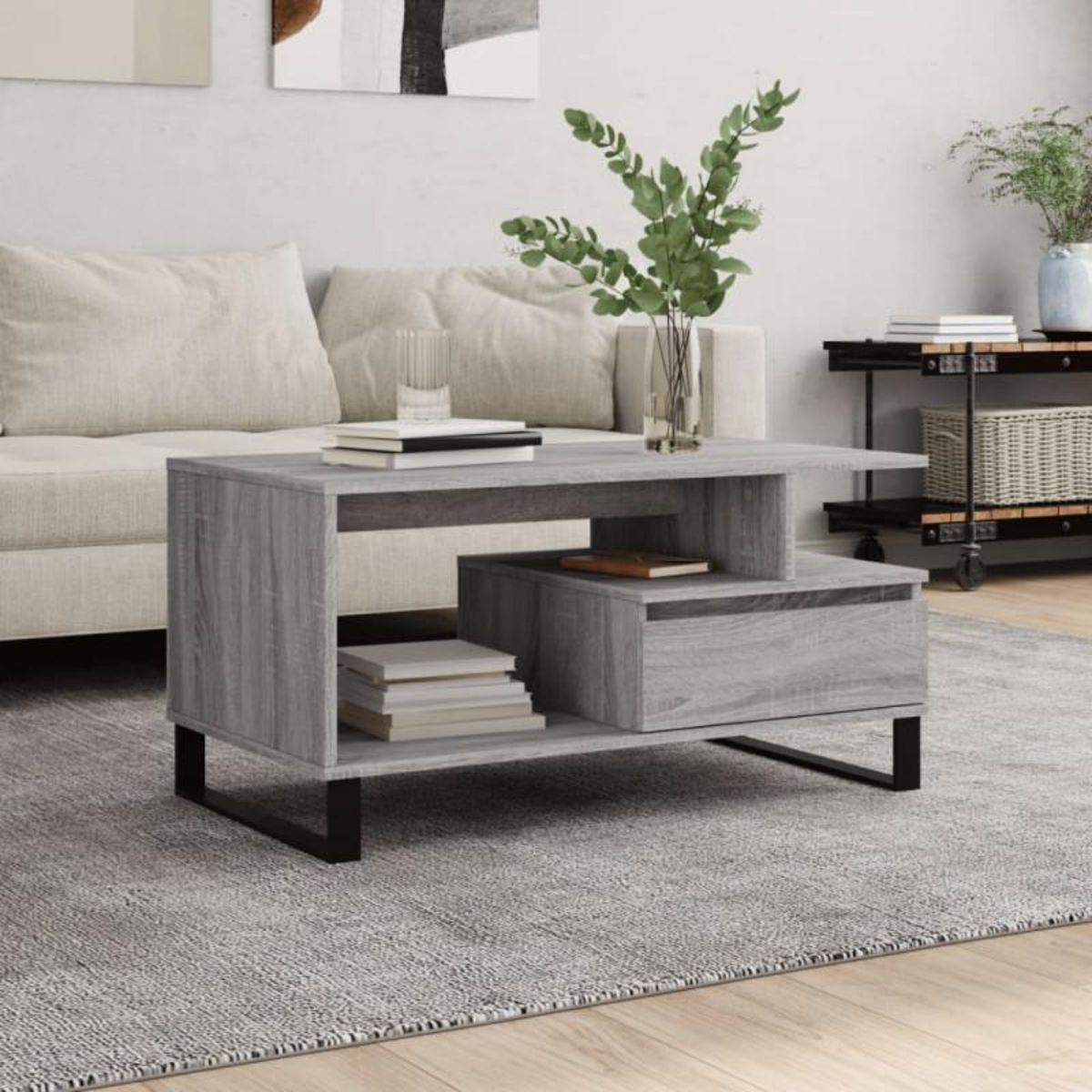 VIDAXL Table basse Sonoma gris 90x49x45 cm Bois d ingénierie