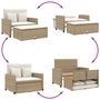 Voir la diapositive 5 : VIDAXL Canape de jardin 2 places coussins beige resine tressee&acacia