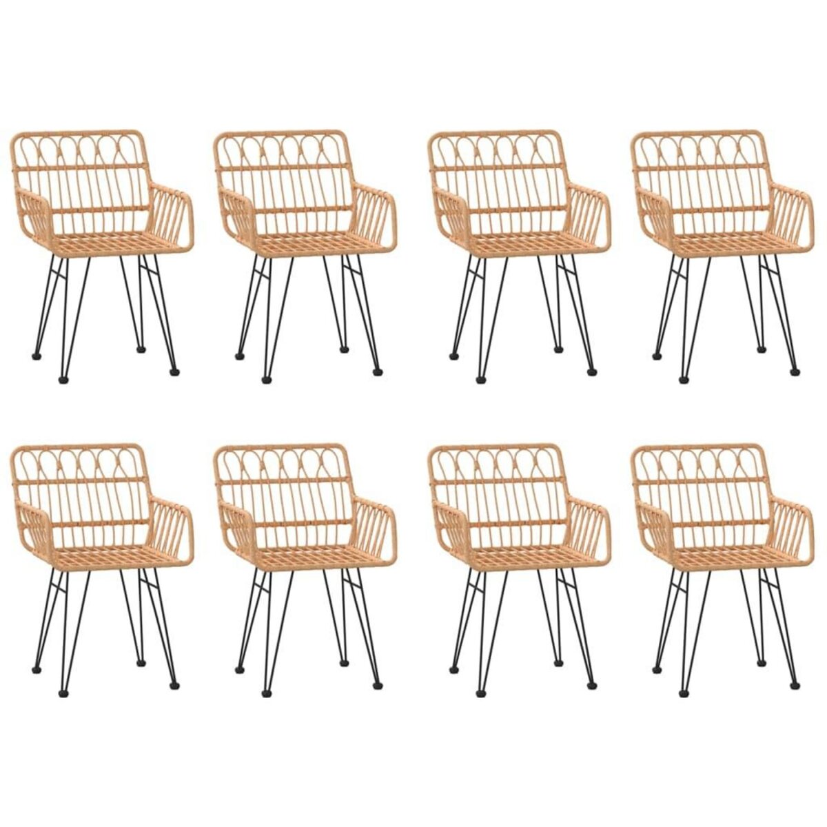 VIDAXL Ensemble a manger de jardin 9 pcs Resine tressee