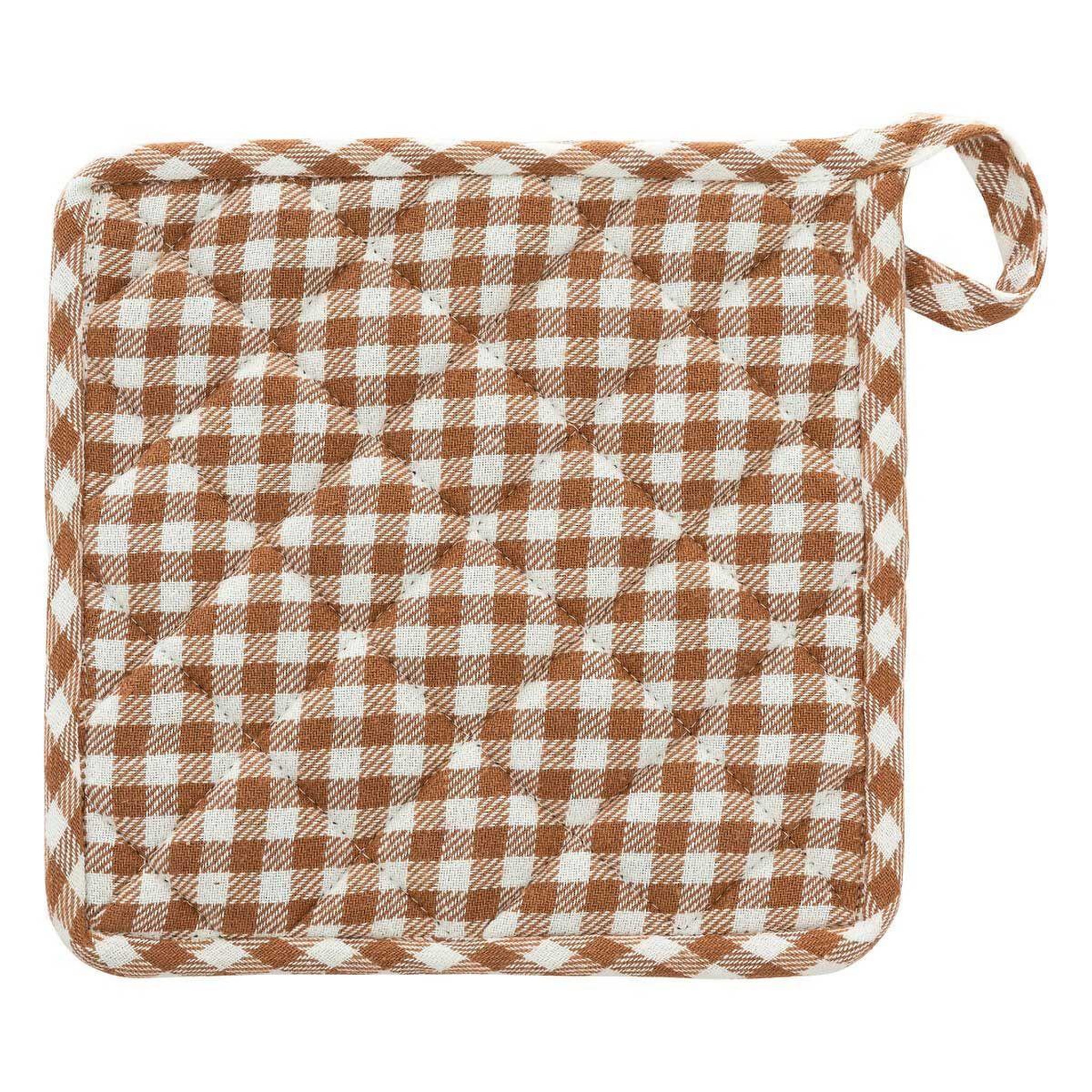 Voir la diapositive 3 : ATMOSPHERA Gant & manique vichy  the floral  32cm marron