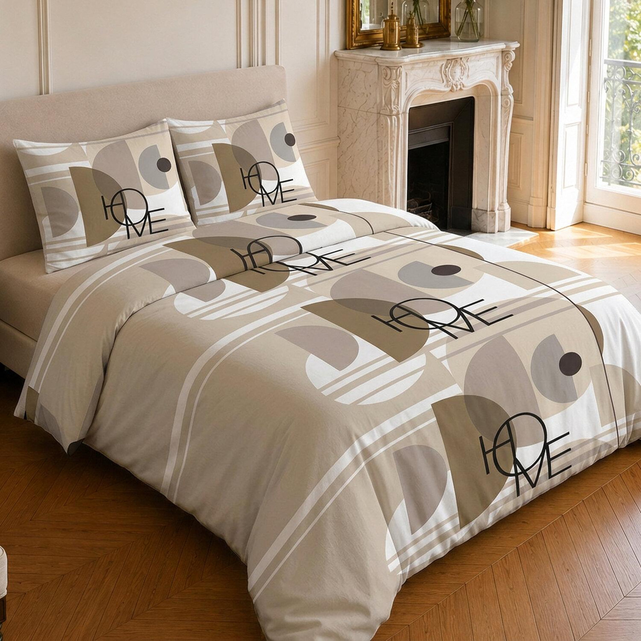 Voir la diapositive 2 : Home collection Parure housse de couette imprimée 100% coton 57 fils - théodore home - 220x240 cm
