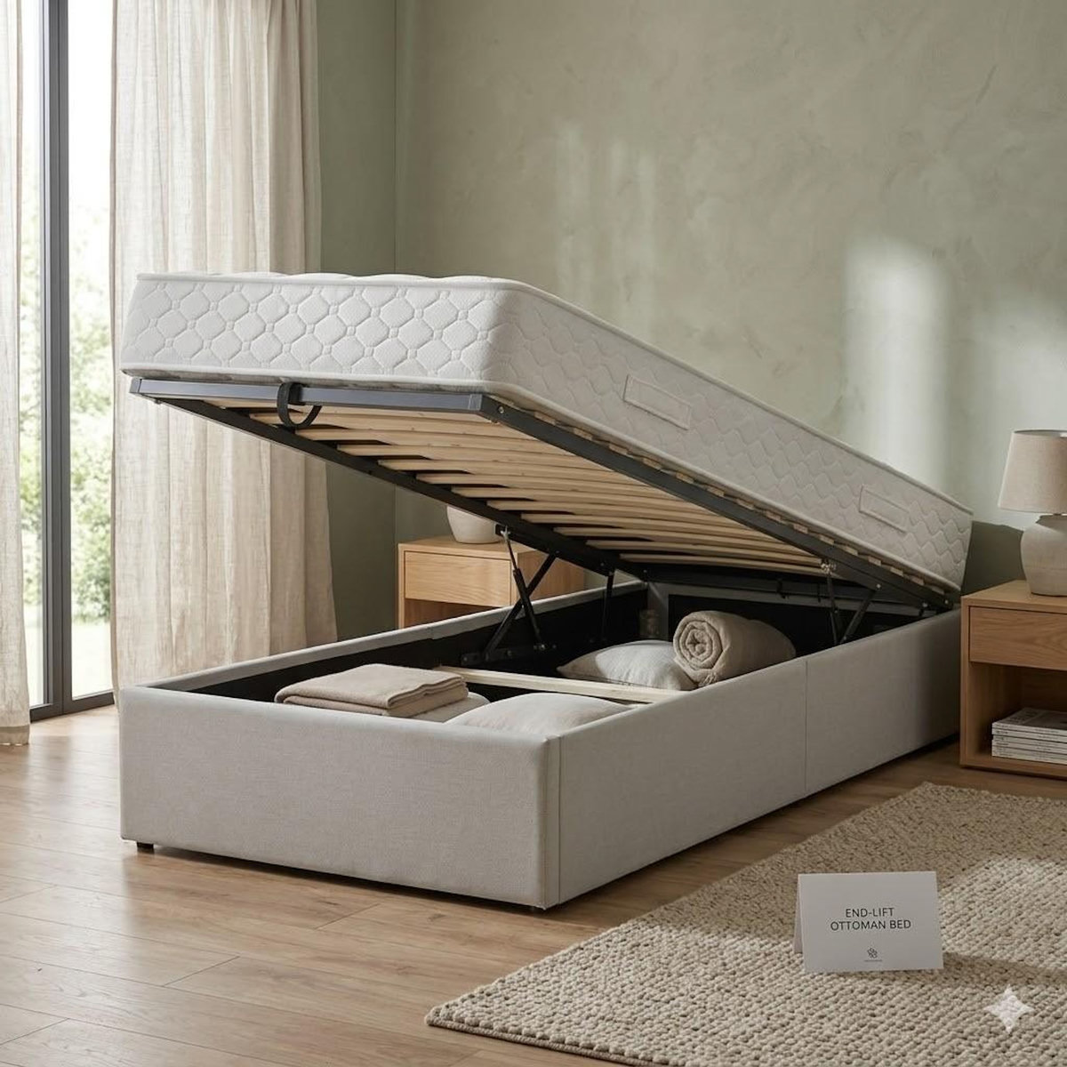 LITERIE JULIEN Ensemble Lit Coffre et Matelas  Soutien Très Ferme Haute