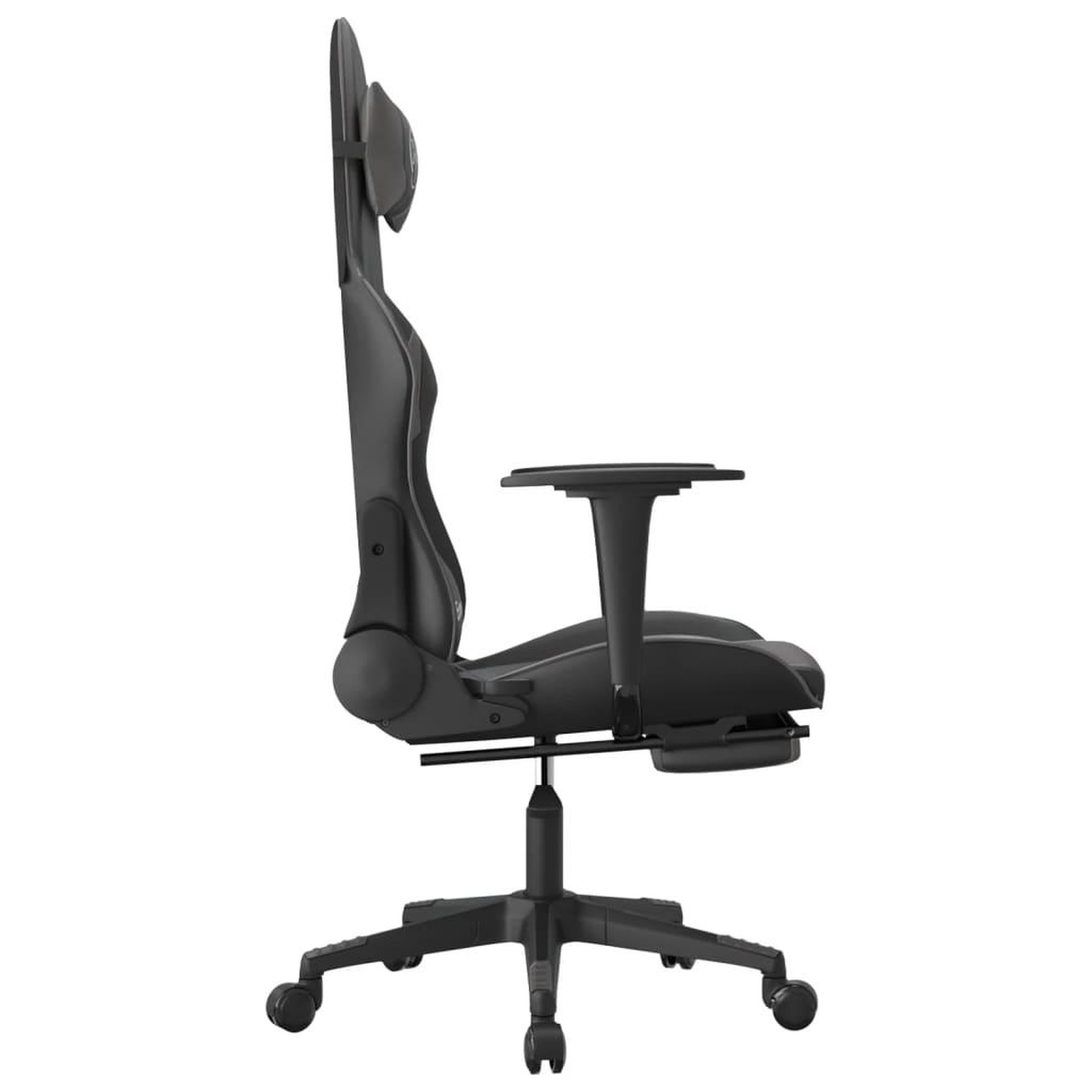Voir la diapositive 4 : VIDAXL Chaise de jeu avec repose-pied Noir et gris Similicuir