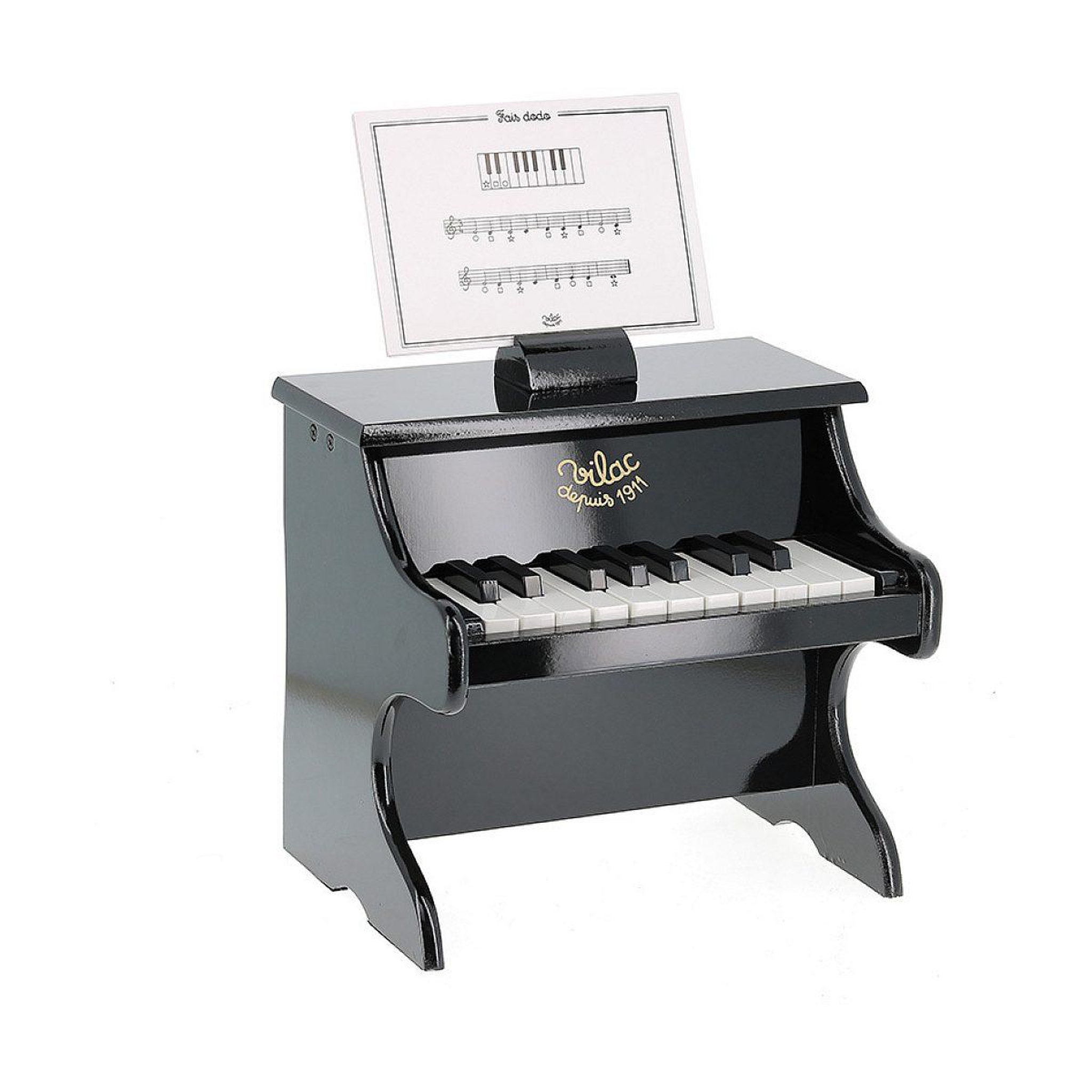 Vilac Piano noir en bois - 18 touches et des partiotions