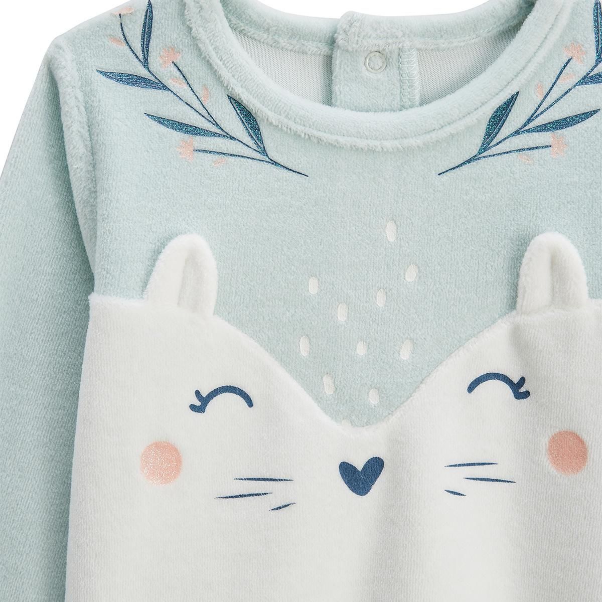 Petit Béguin Pyjama enfant 2 pièces en velours à pieds retroussables Dina