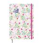 Voir la diapositive 1 : OXFORD Agenda scolaire journalier 12x18cm Flowers fleurs rose élastique rose 2023-2024