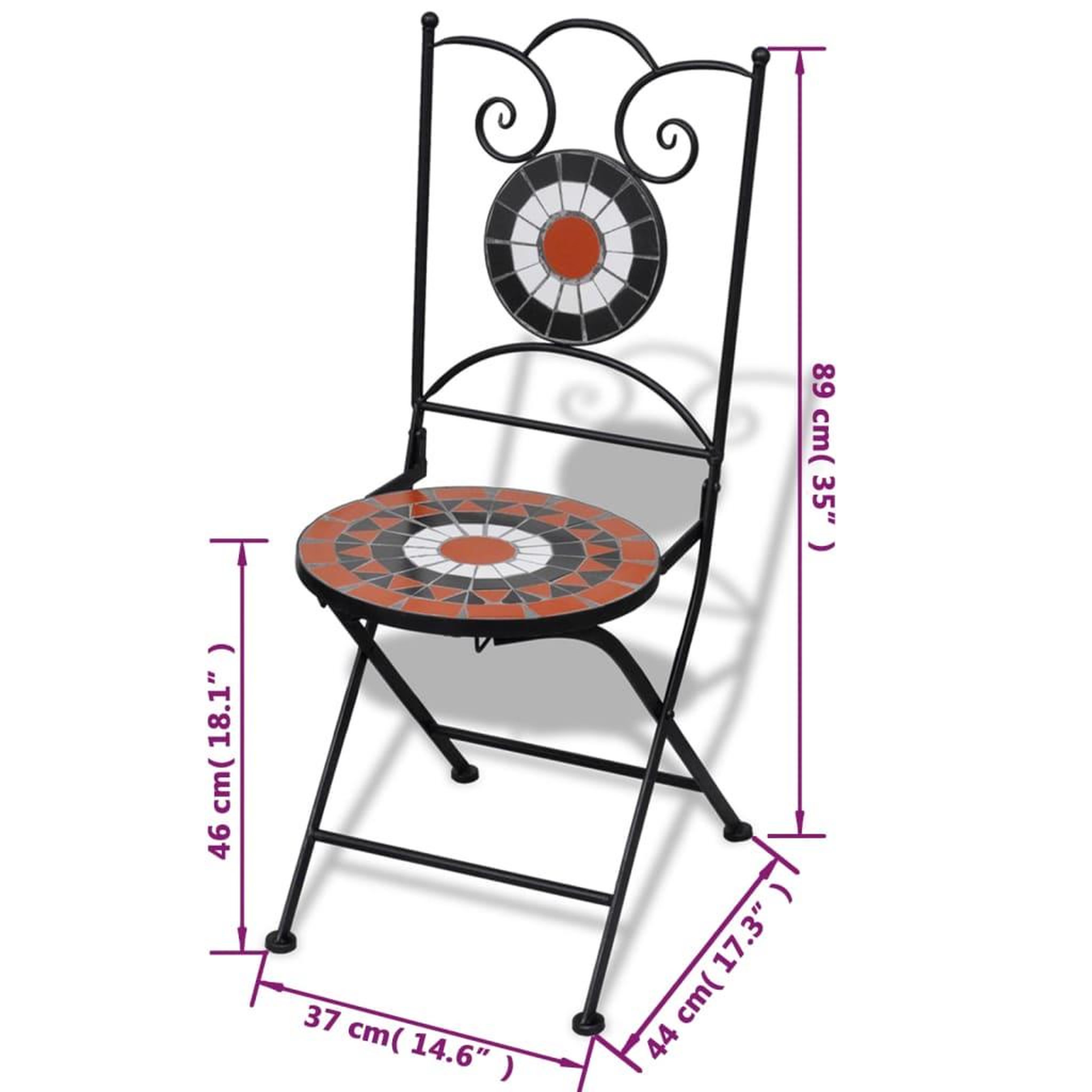 Voir la diapositive 6 : VIDAXL Chaises pliables de bistro lot de 2 Ceramique Terre cuite blanc