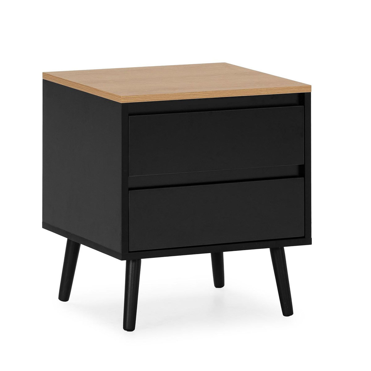 VS VENTA-STOCK Table de chevet Desi 2 tiroirs couleur Noir