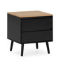 Voir la diapositive 1 : VS VENTA-STOCK Table de chevet Desi 2 tiroirs couleur Noir