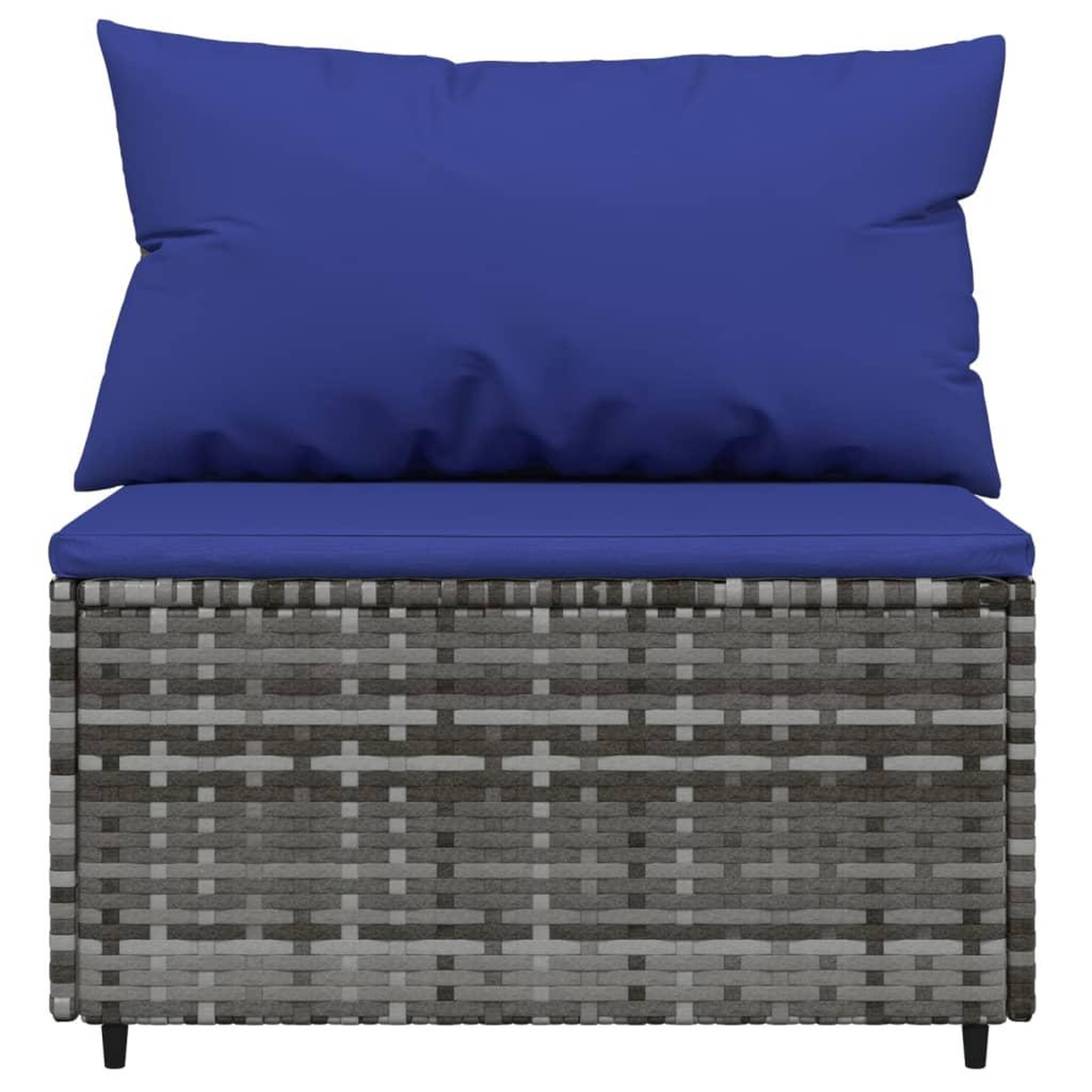 Voir la diapositive 3 : VIDAXL Canape central de jardin avec coussins gris resine tressee