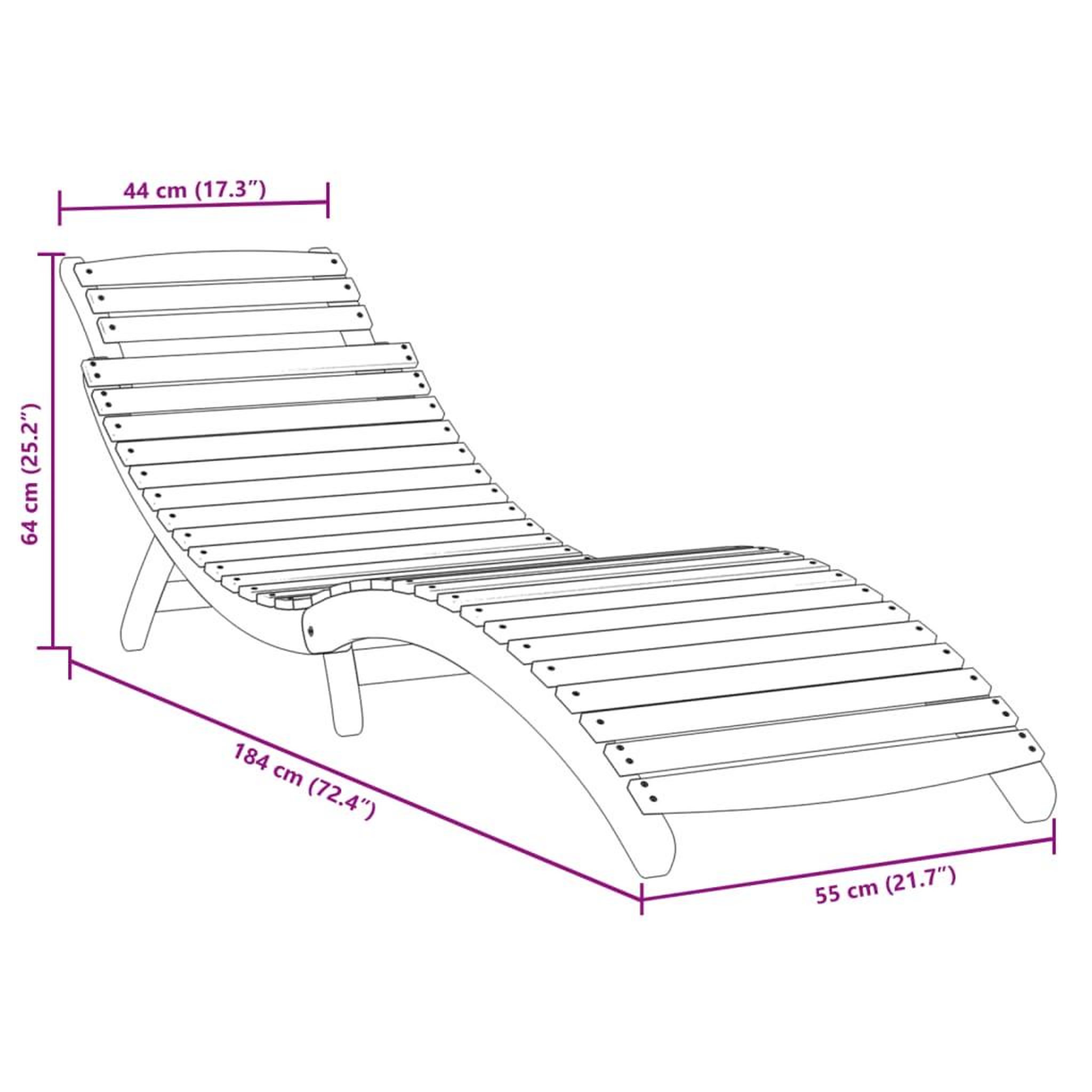 Voir la diapositive 6 : VIDAXL Chaises longues lot de 2 gris 184x55x64 cm bois massif acacia