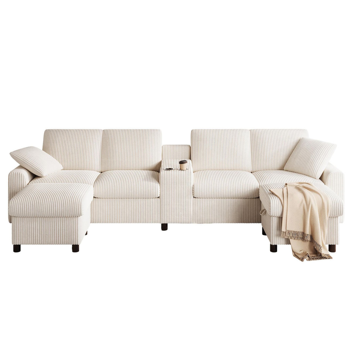 MERAX Canapé d'angle panoramique fixe 4 places tissu