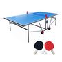 Voir la diapositive 1 : SWEEEK Table de ping pong INDOOR bleue - table pliable avec 2 raquettes et 3 balles. pour utilisation intérieure. sport tennis de table